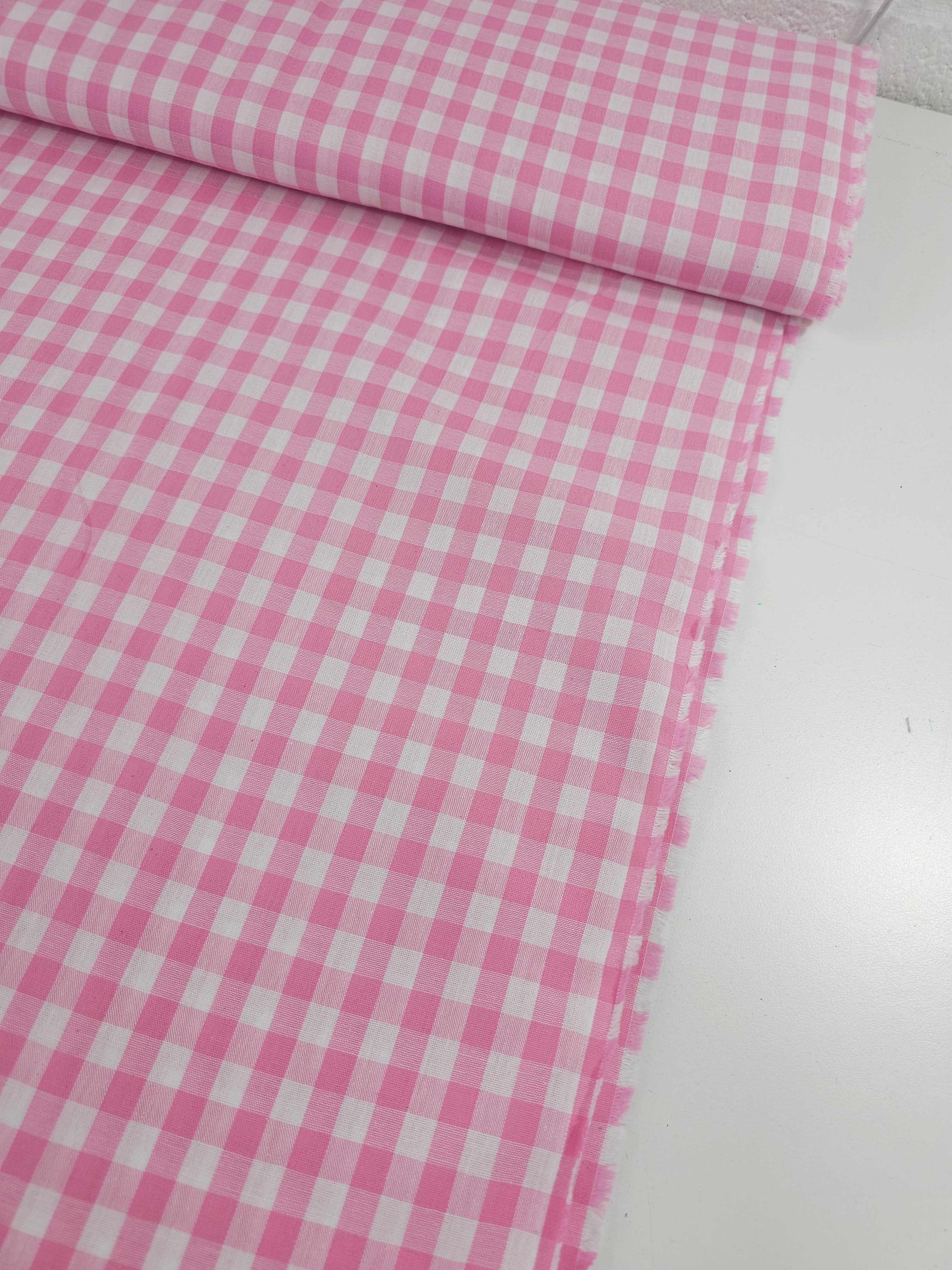 Pink Gingham 100% Cotton 55"