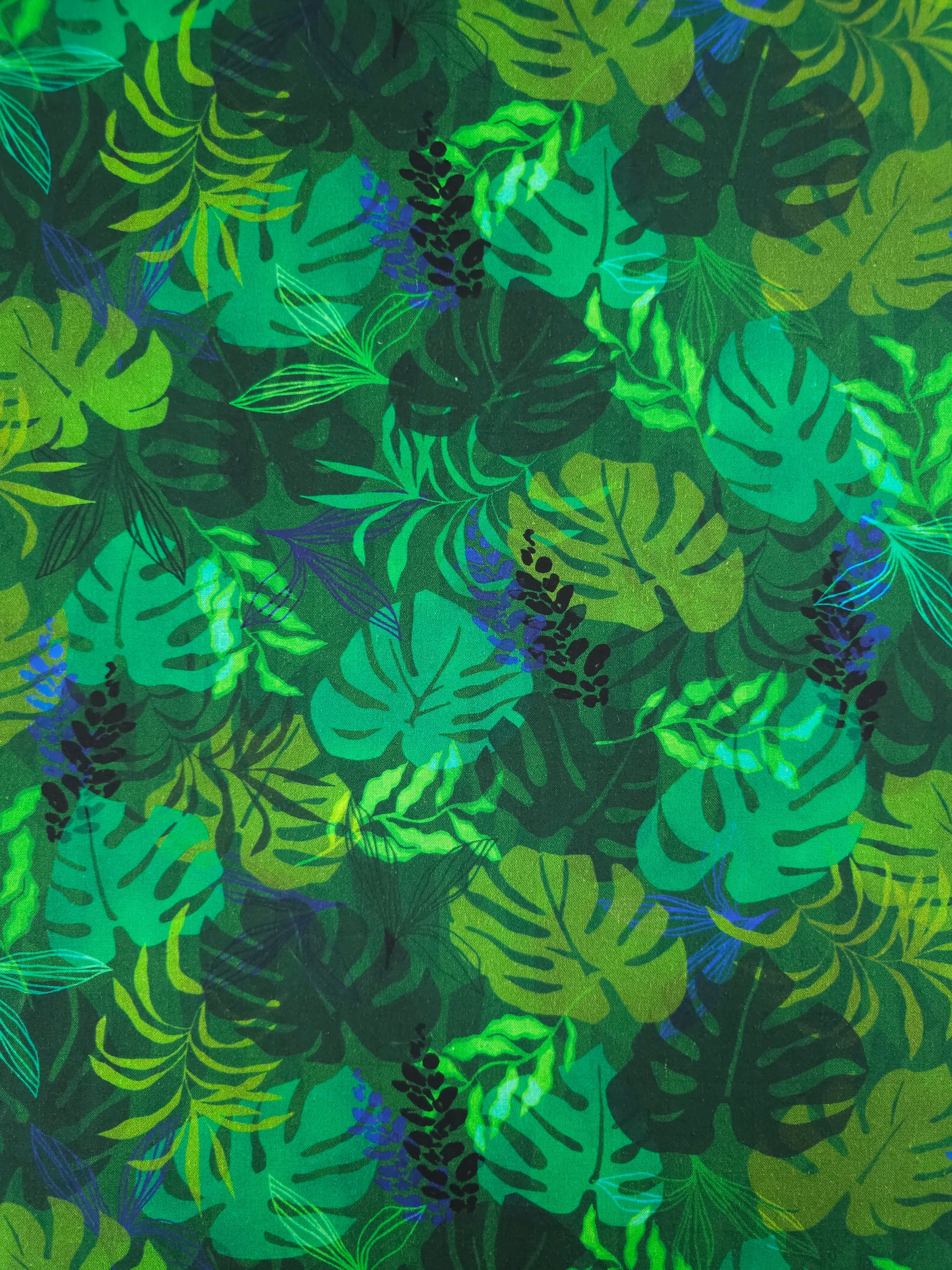 Midnight Jungle Palm Leaf 100% Cotton 104" - Robert Kaufman *EXTRA WIDE*