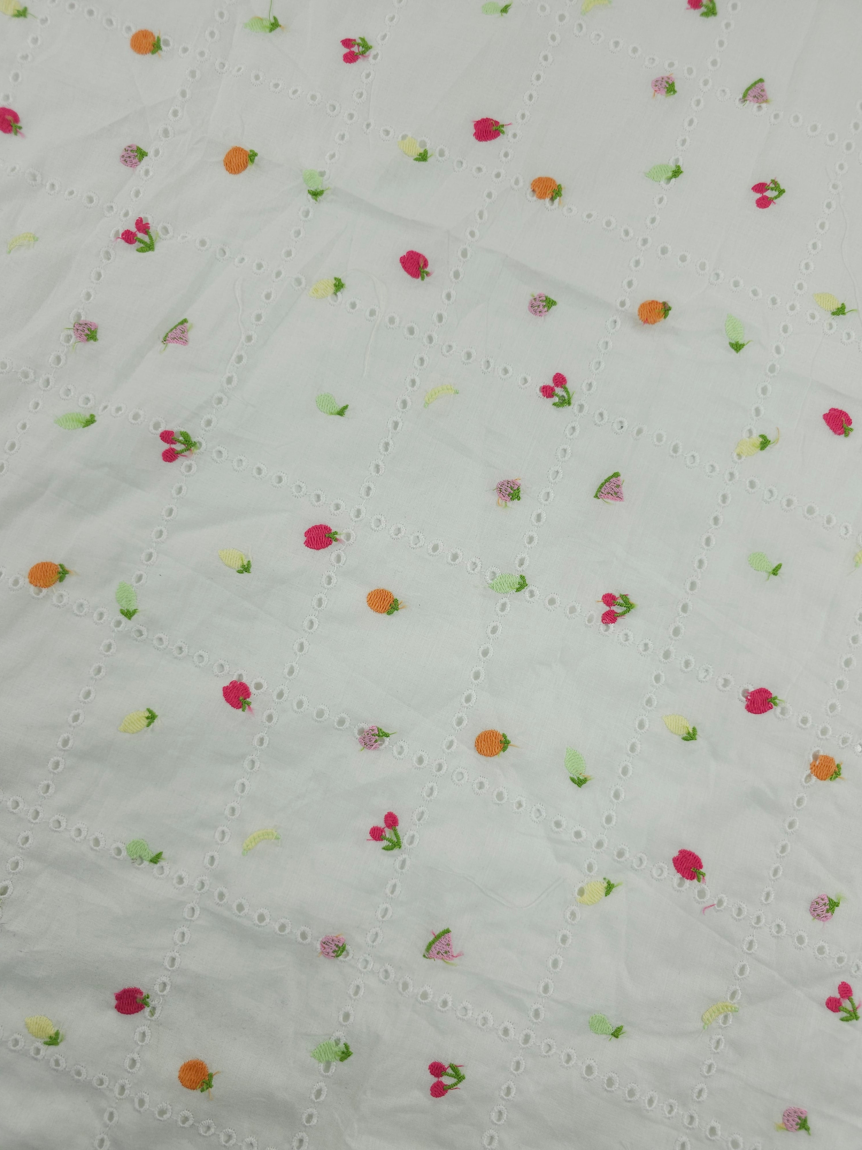 Summer Fruit Cambric Cotton Broderie Anglaise