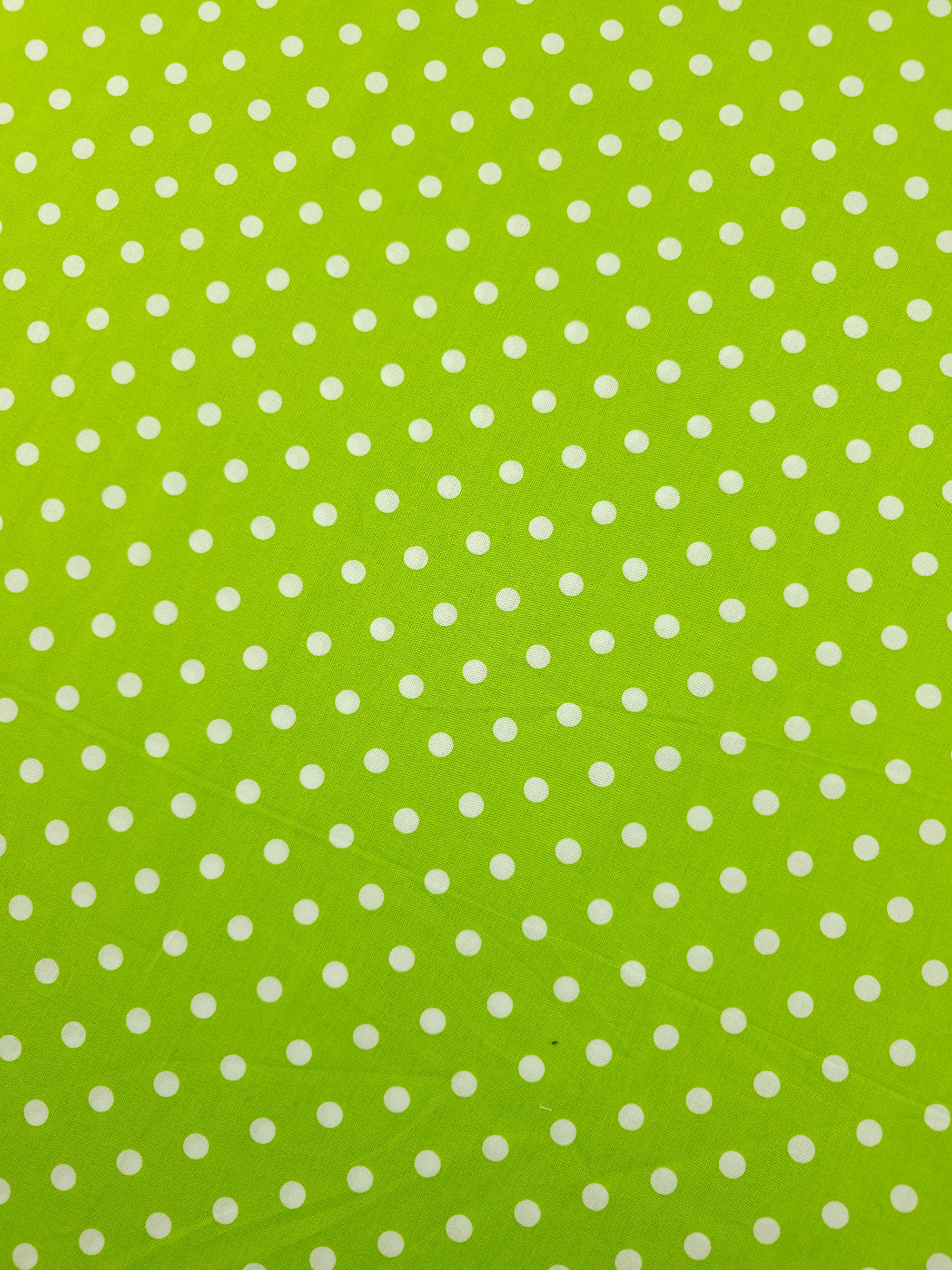 Lime Small Polka Spot Lightweight Cotton 57"