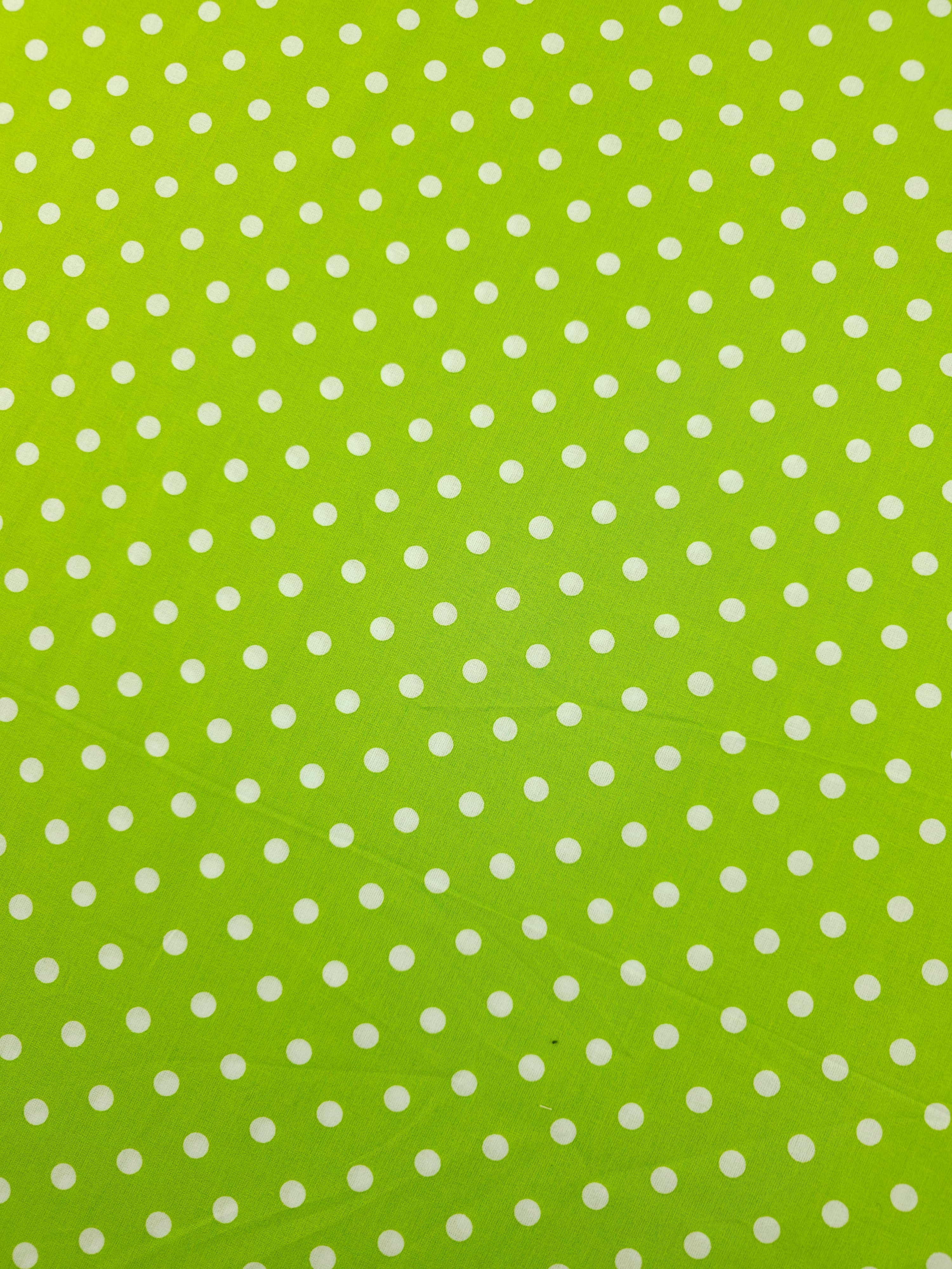 Lime Small Polka Spot Lightweight Cotton 57"