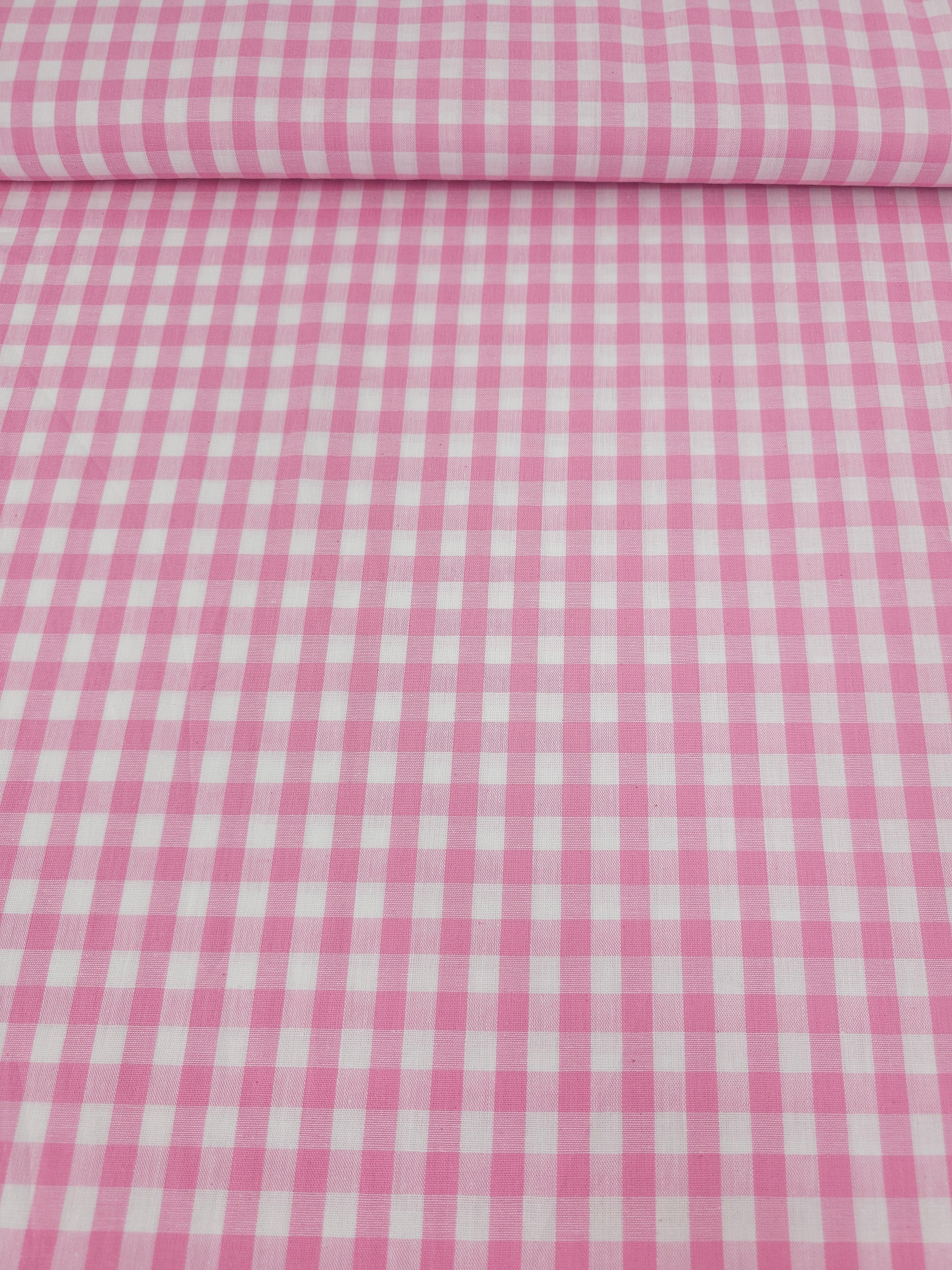 Pink Gingham 100% Cotton 55"
