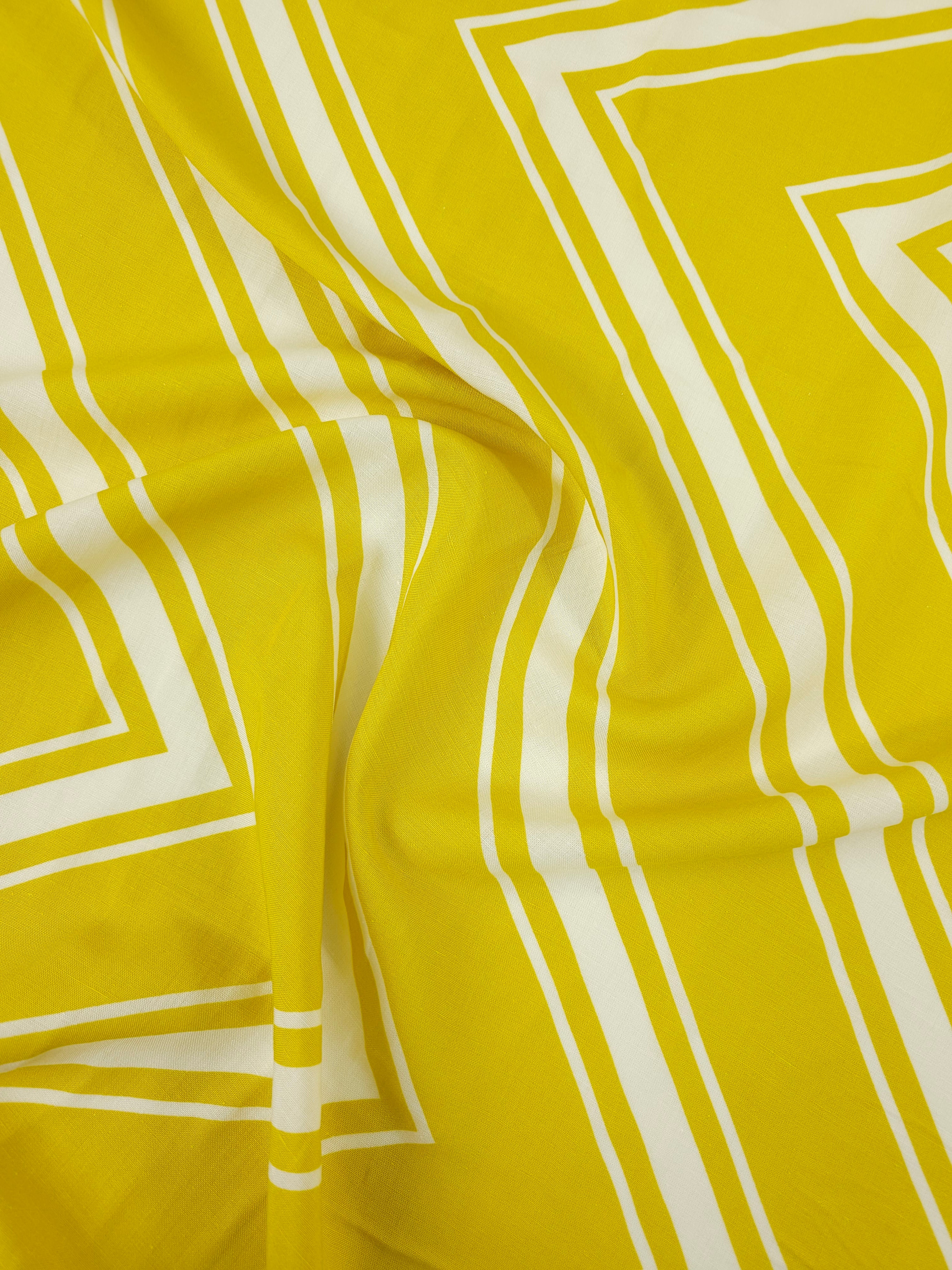 Mustard Yellow ZigZag Viscose Challis *DEFECT*