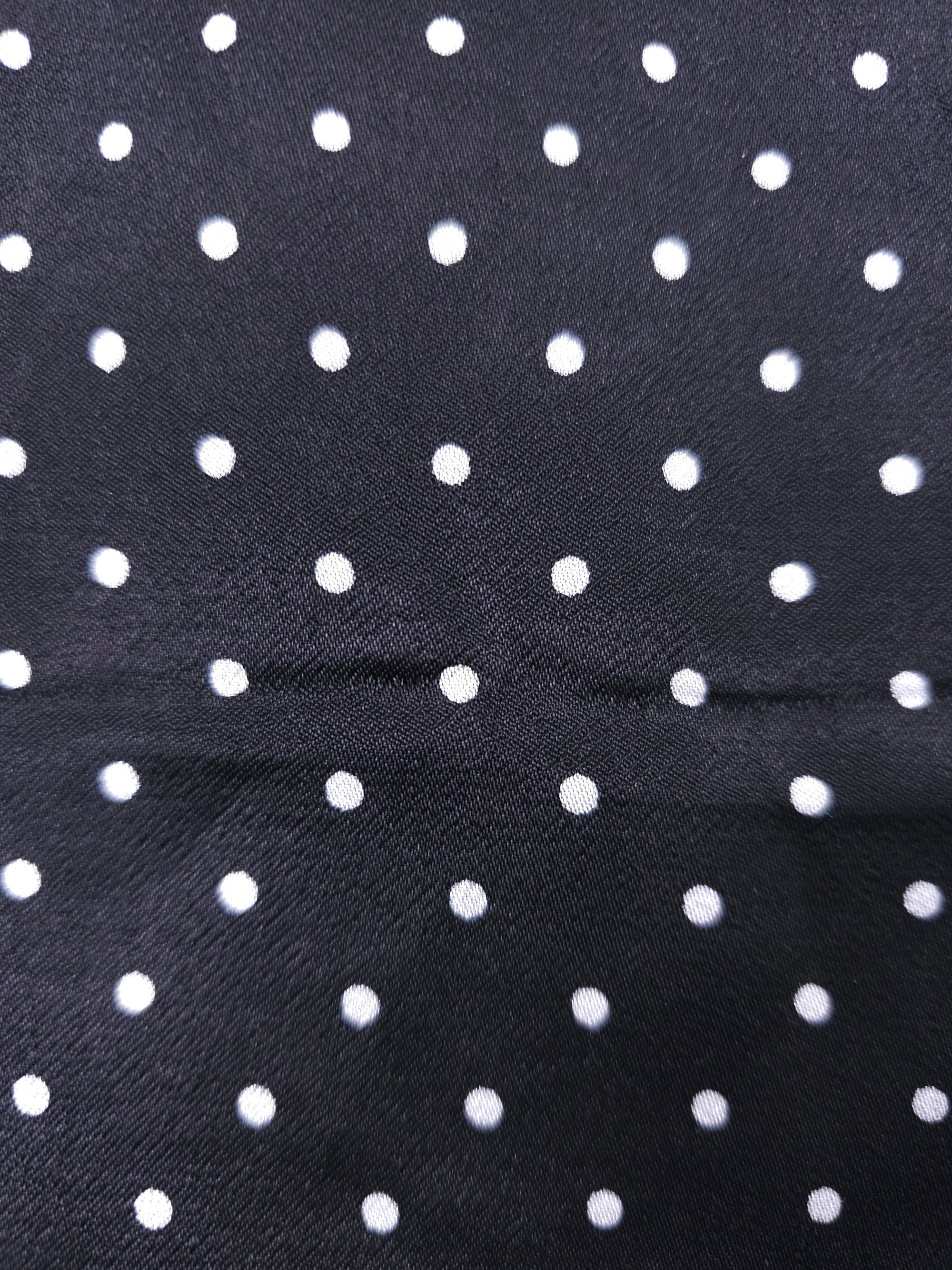 Even black polka dot Viscose sateen- 2.5m piece