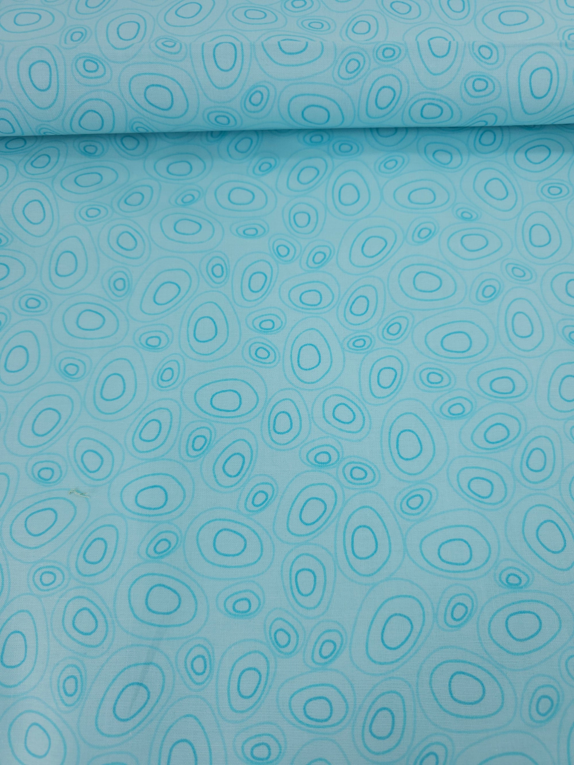 Light Blue Pebble Doodle 100% Cotton