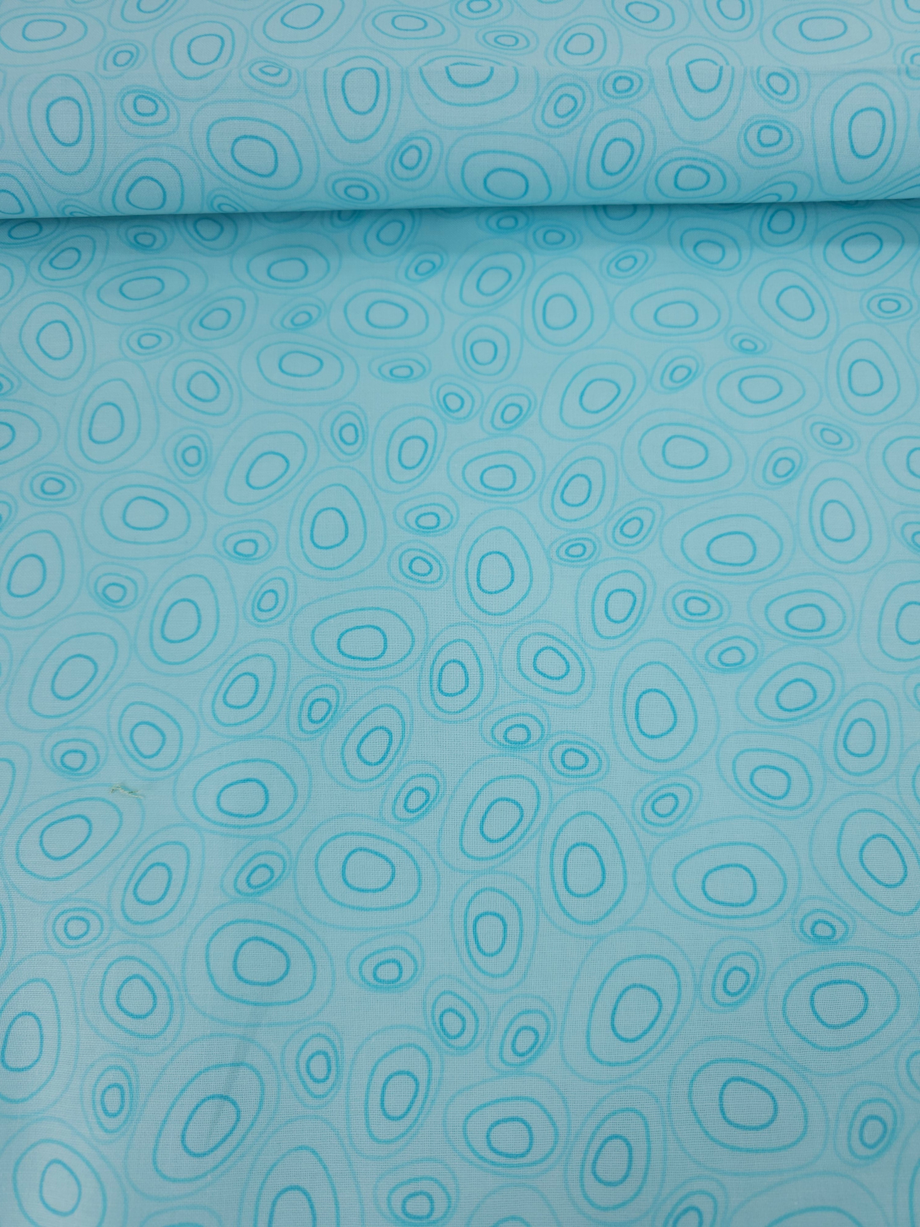 Light Blue Pebble Doodle 100% Cotton