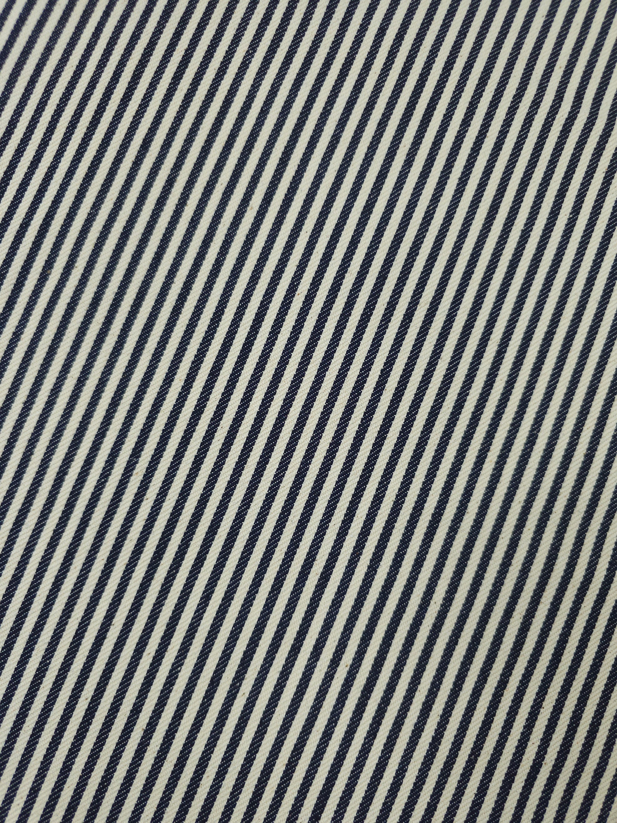 Ivory/Navy Narrow Stripe Denim