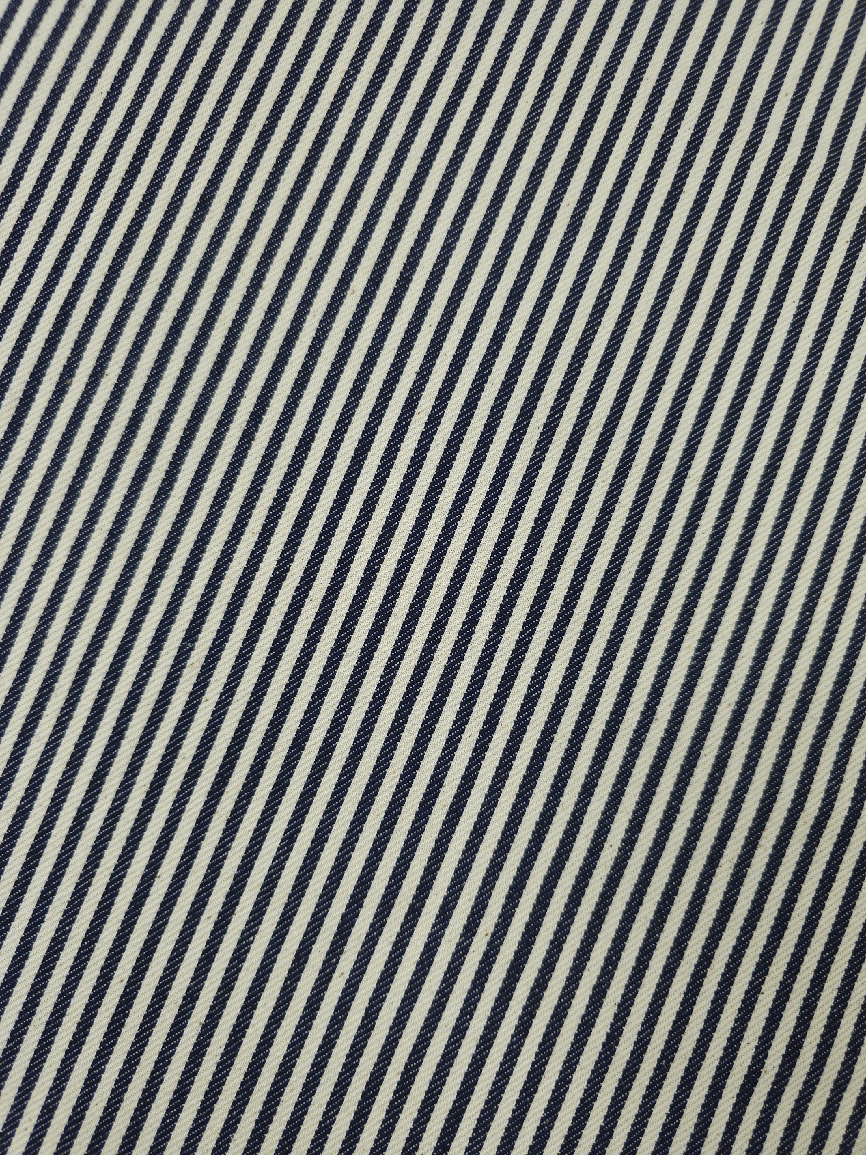 Ivory/Navy Narrow Stripe Denim