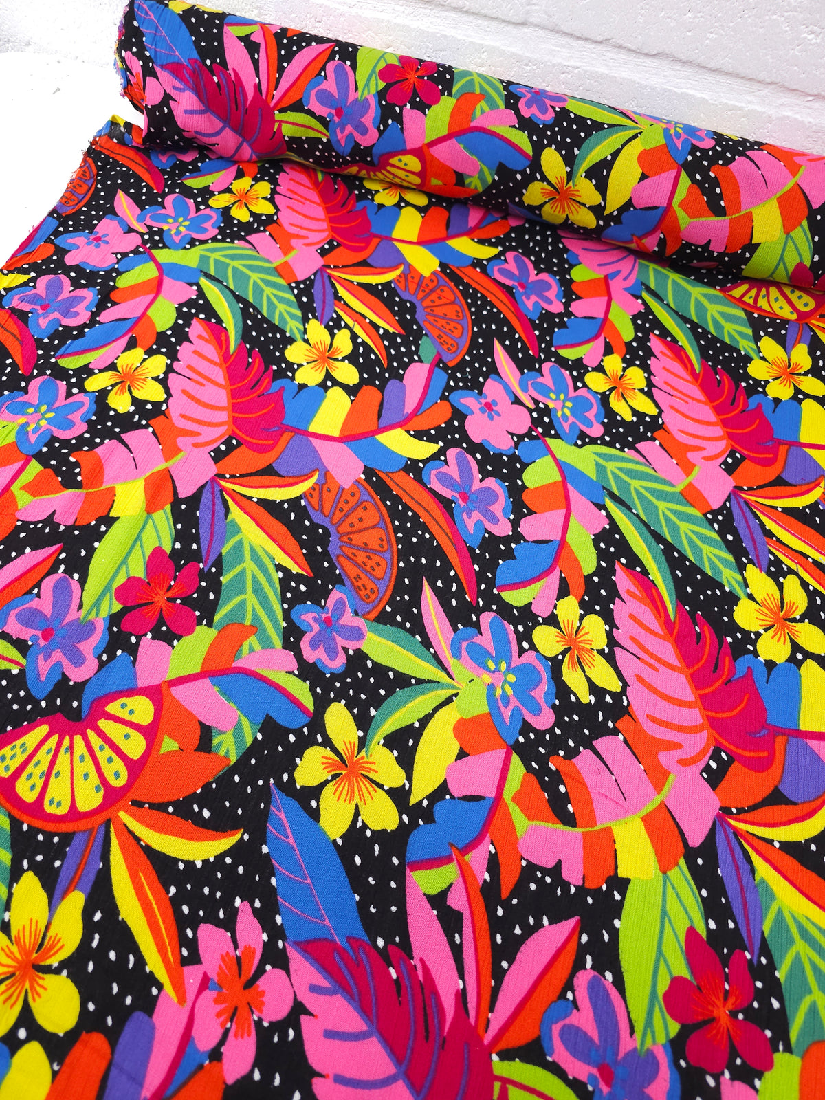 Vibrant Floral Fiesta Crinkle Viscose