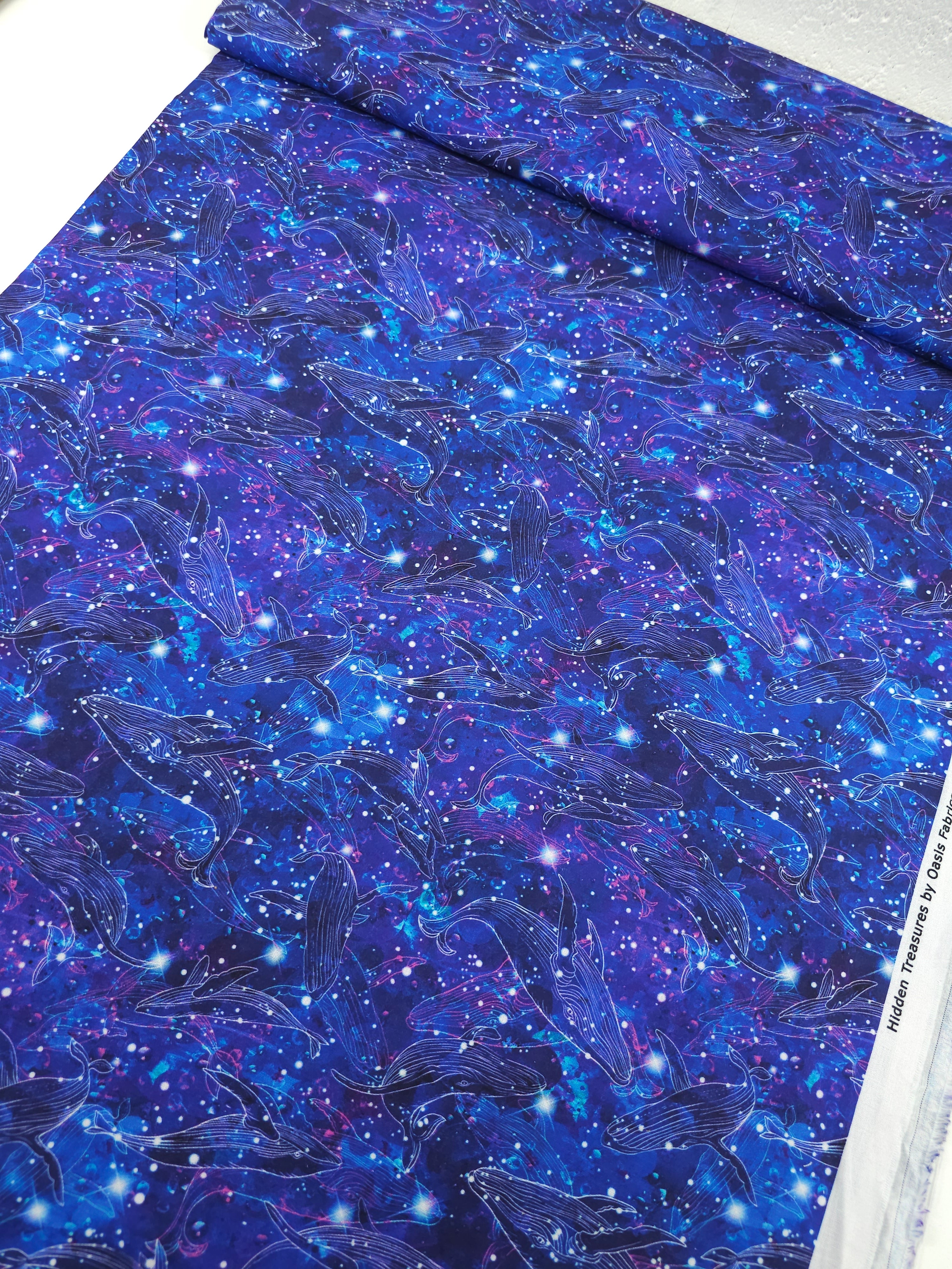 Midnight Starry Whales 100% Cotton