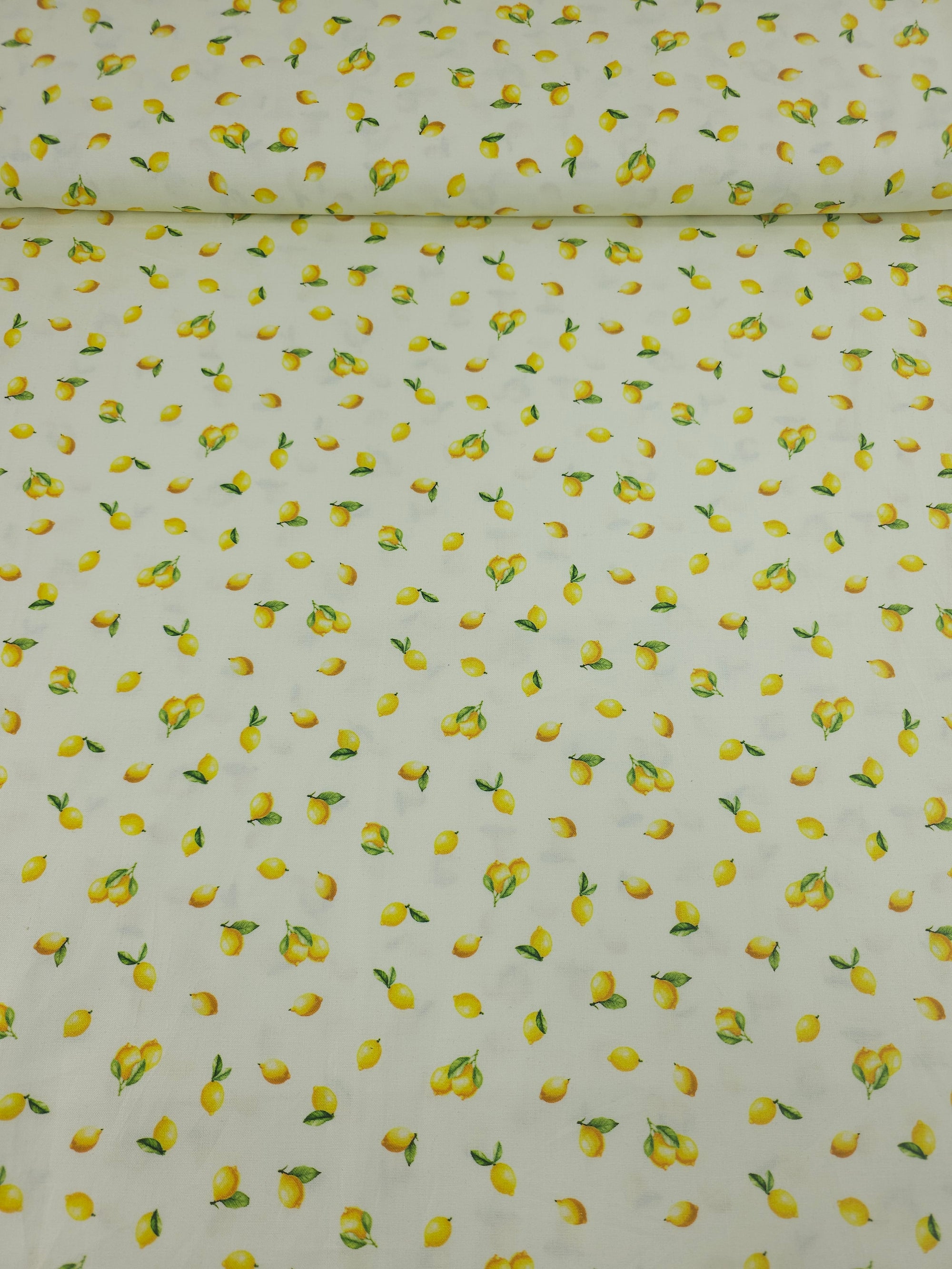 Pale Yellow Ditsy Lemons 100% Cotton