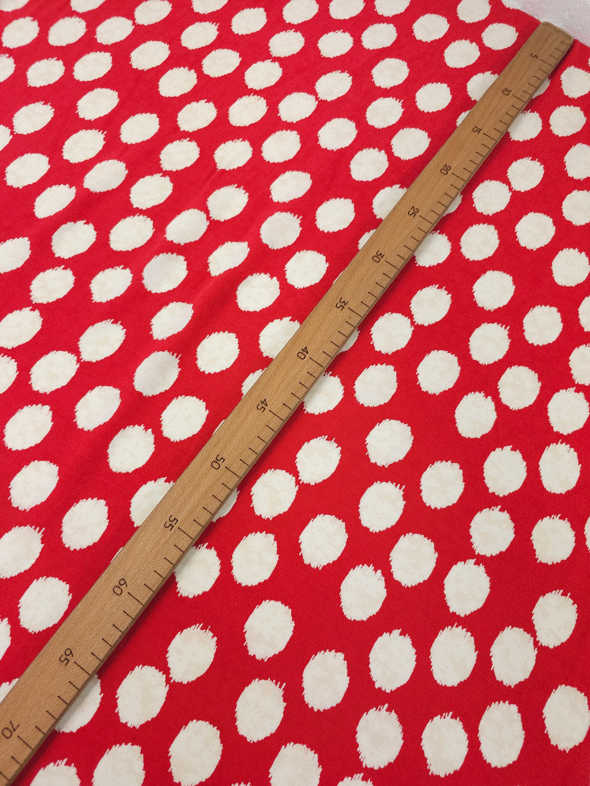 Red Big Polka Spot Viscose Crepe