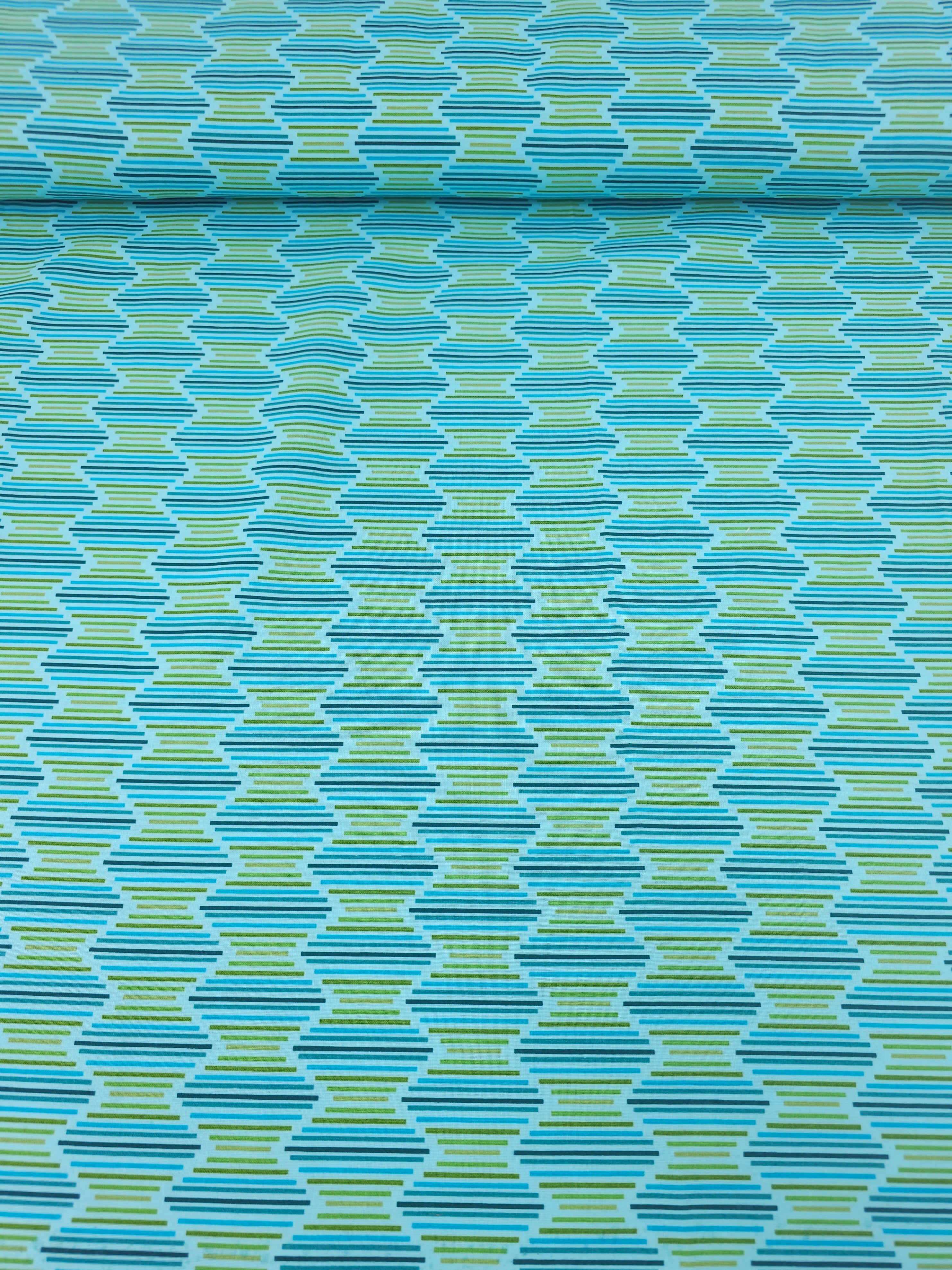 Light Blue Geometric Haze 100% Cotton - Benartex