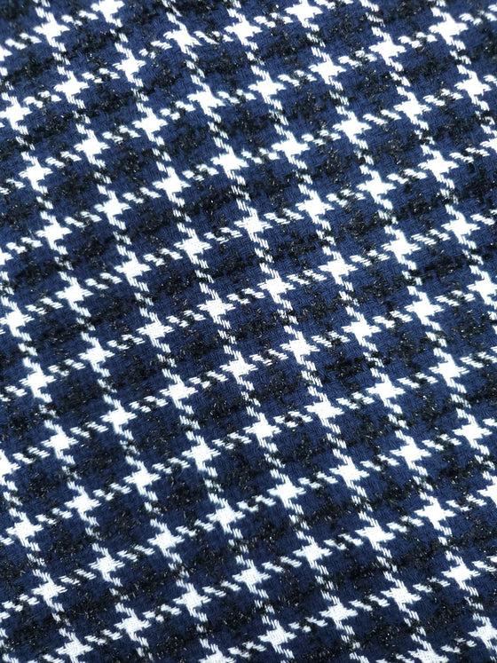 Navy/Black Lurex Check Wool