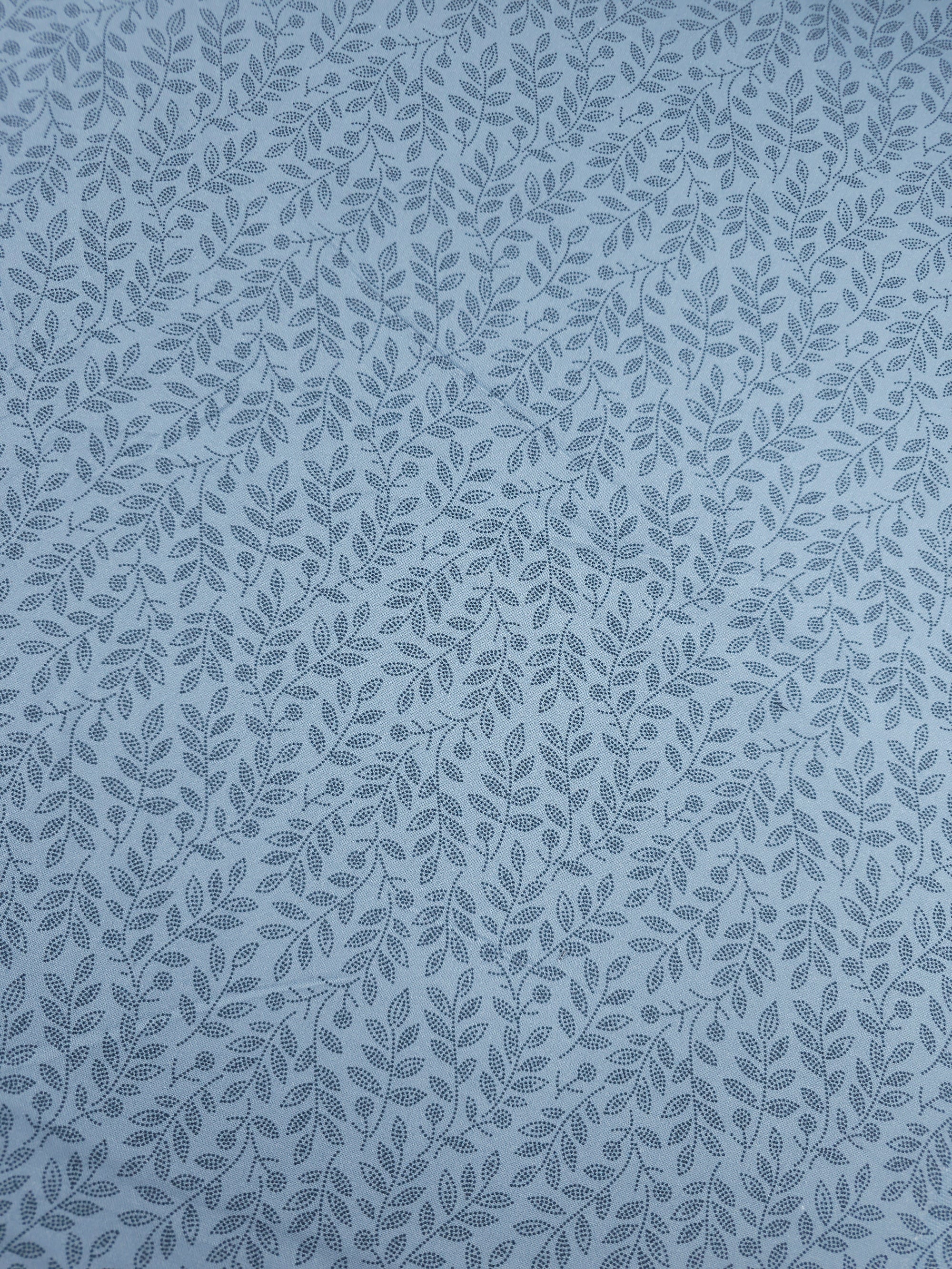 Powder Blue Dotty Leaf Stem 100% Cotton 108" *EXTRA WIDE*