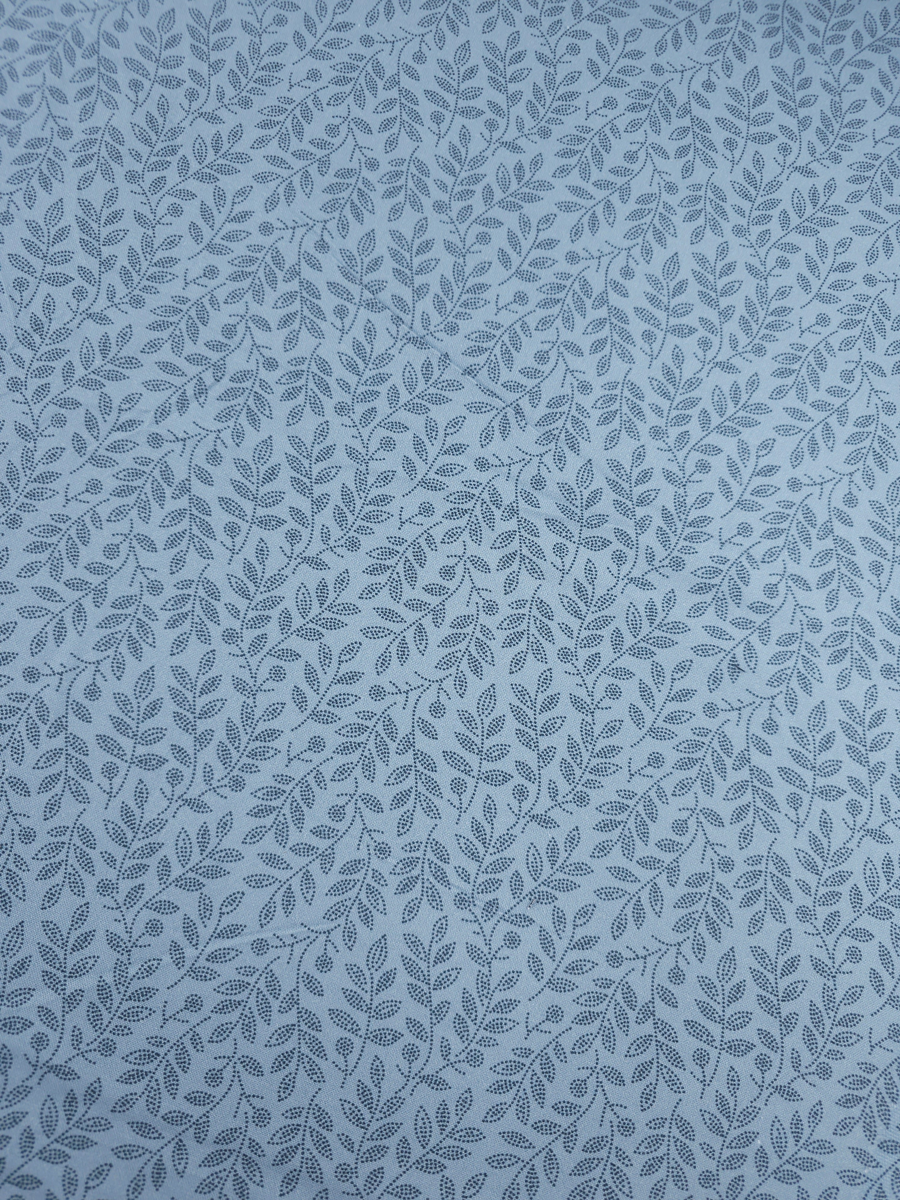 Powder Blue Dotty Leaf Stem 100% Cotton 108" *EXTRA WIDE*