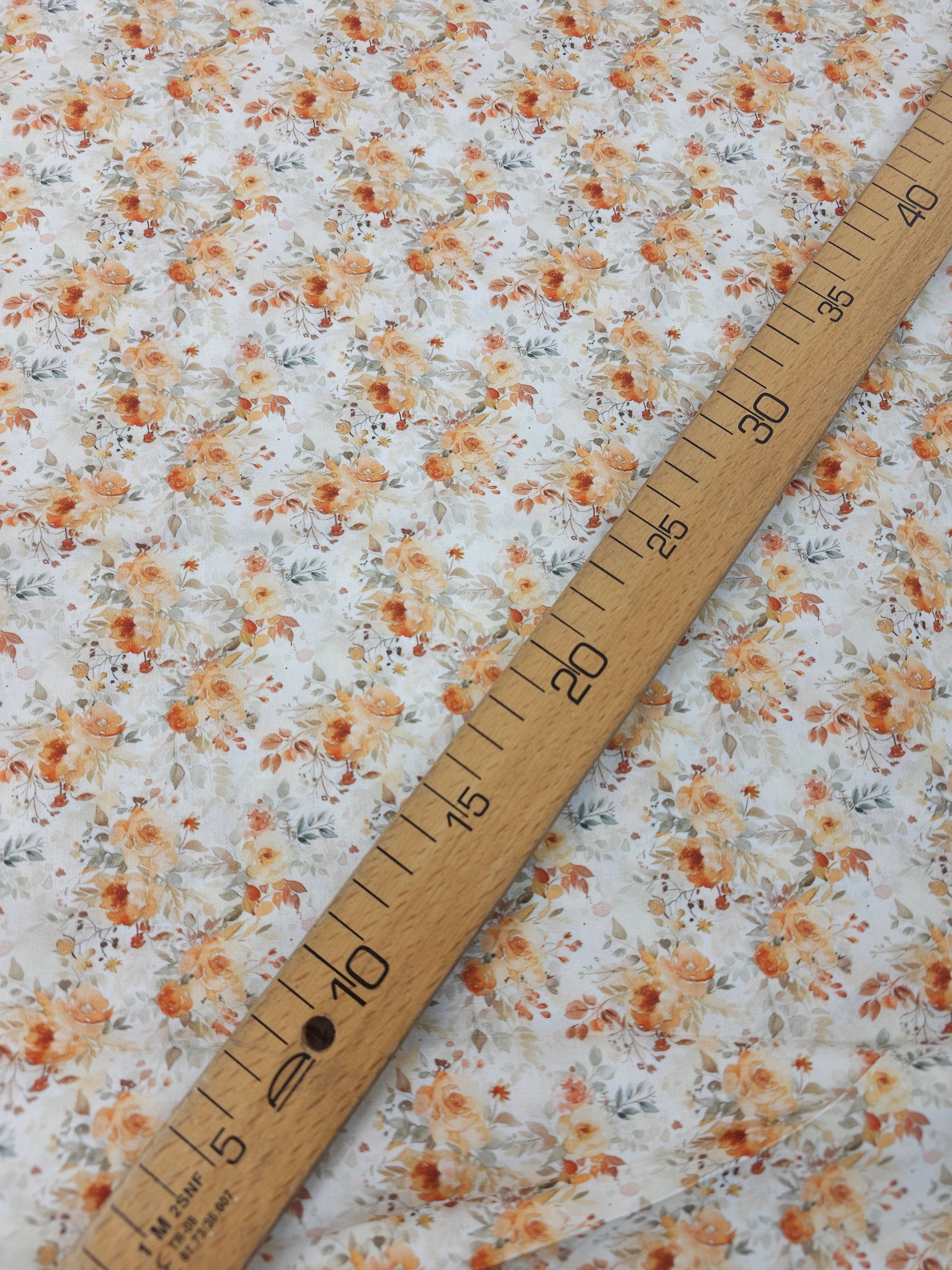 Retro Orange Floral Trail 100% Cotton