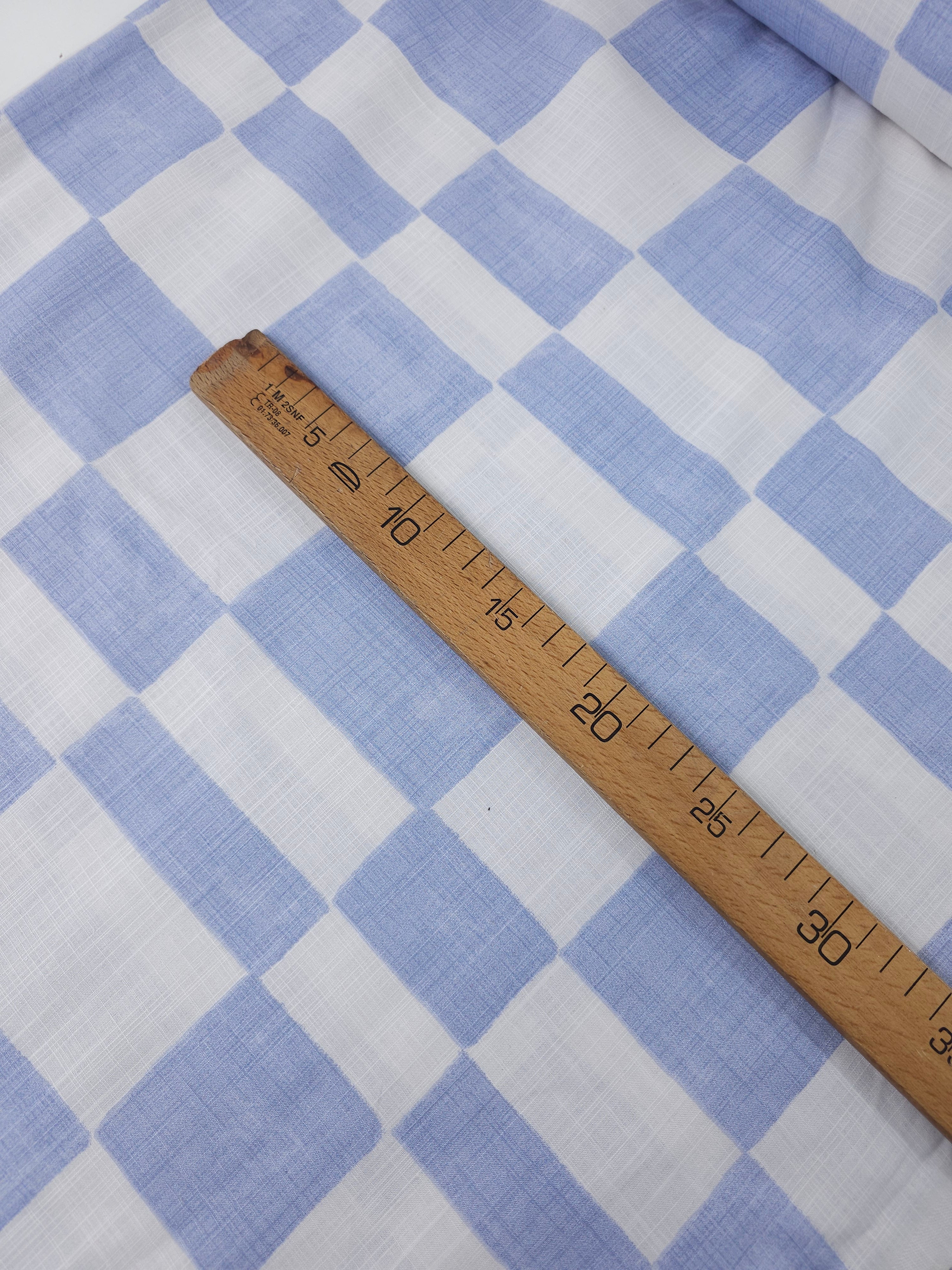 Cloud Blue Irregular Checkerboard 100% Cotton *EXTRA WIDE*