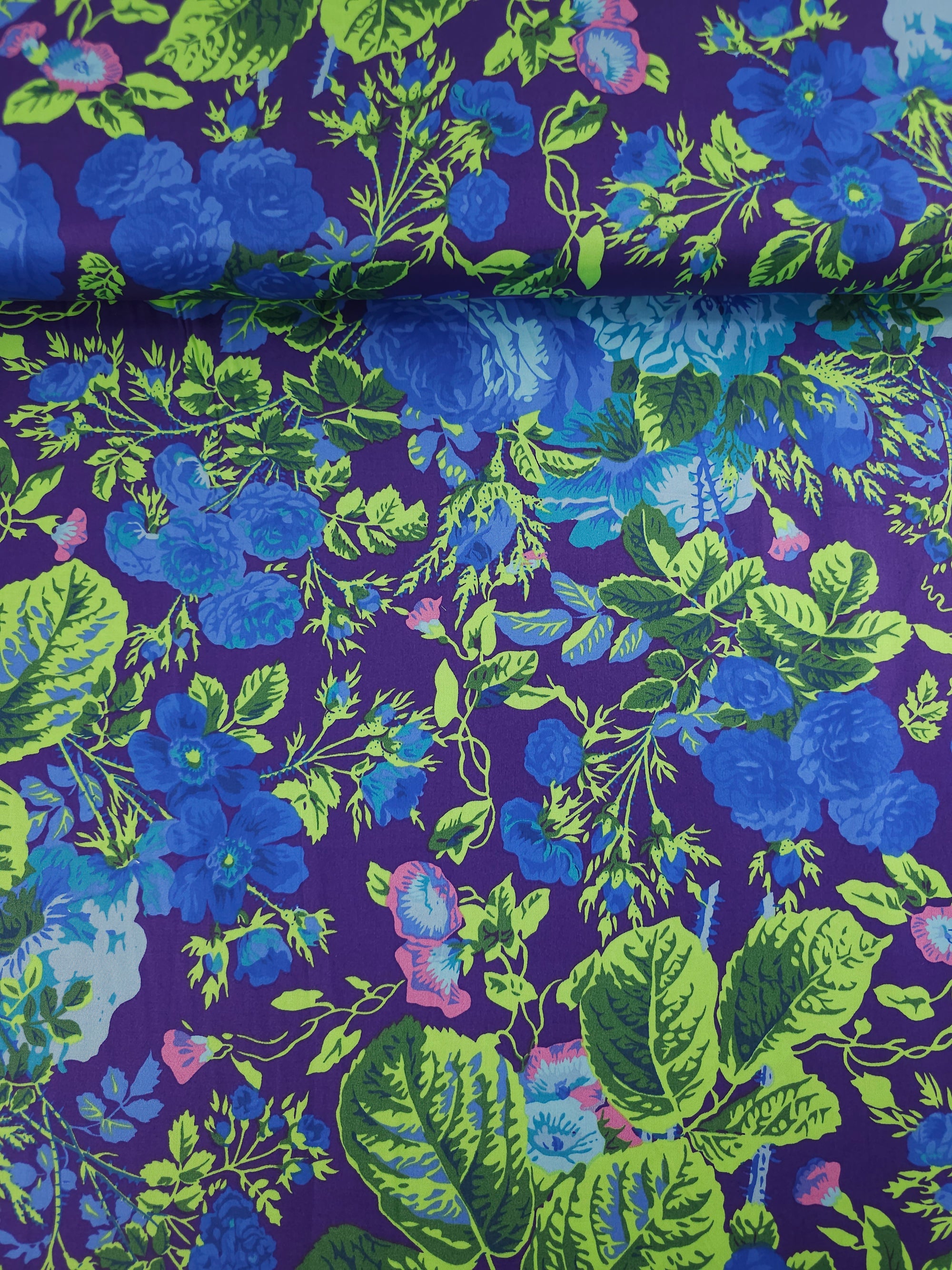 Deep Gradi Floral Cotton Sateen 106" - Kaffe Fassett *EXTRA WIDE*