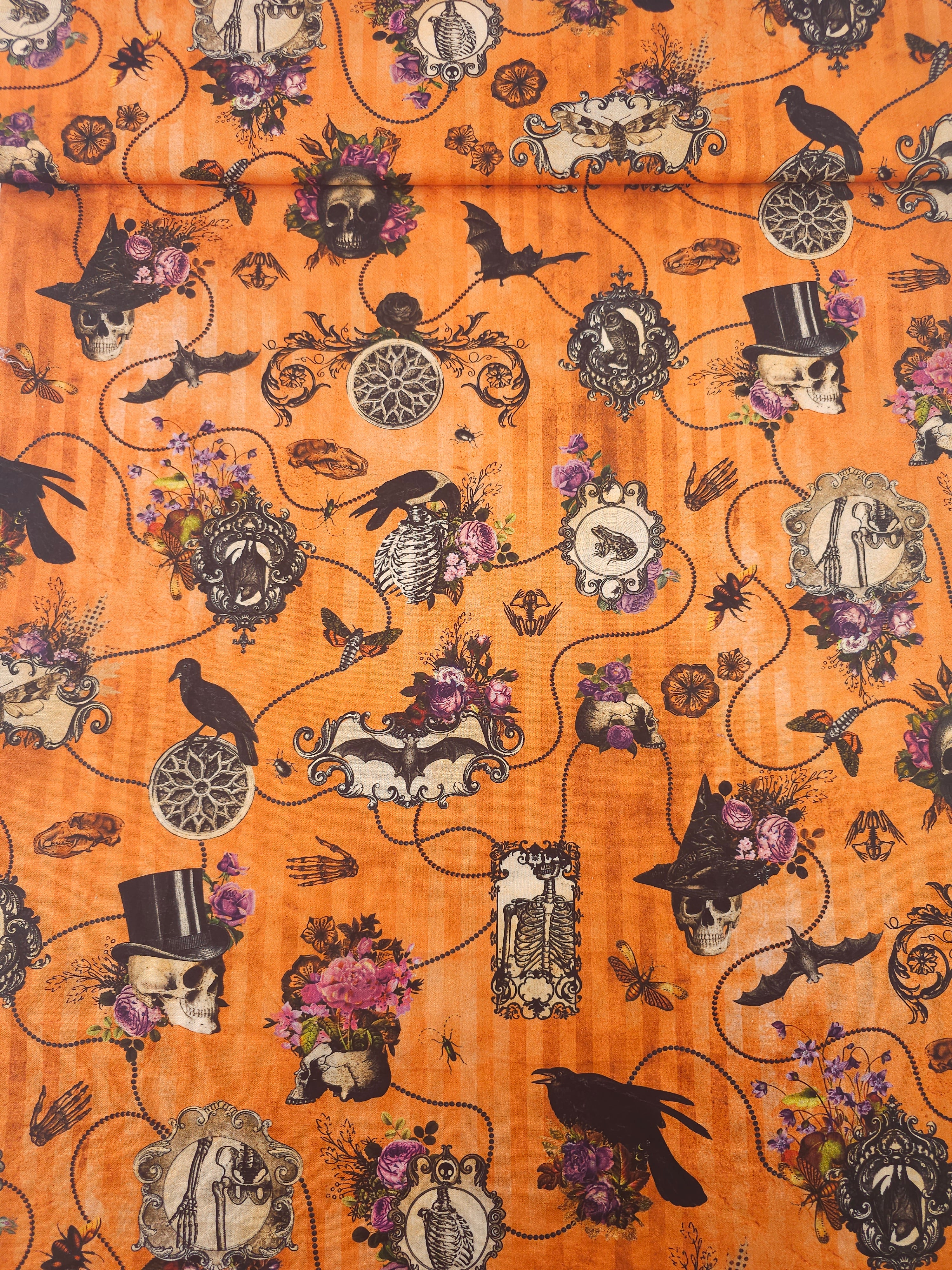 Orange Dreadful Delights Steampunk 100% Cotton - Robert Kaufman