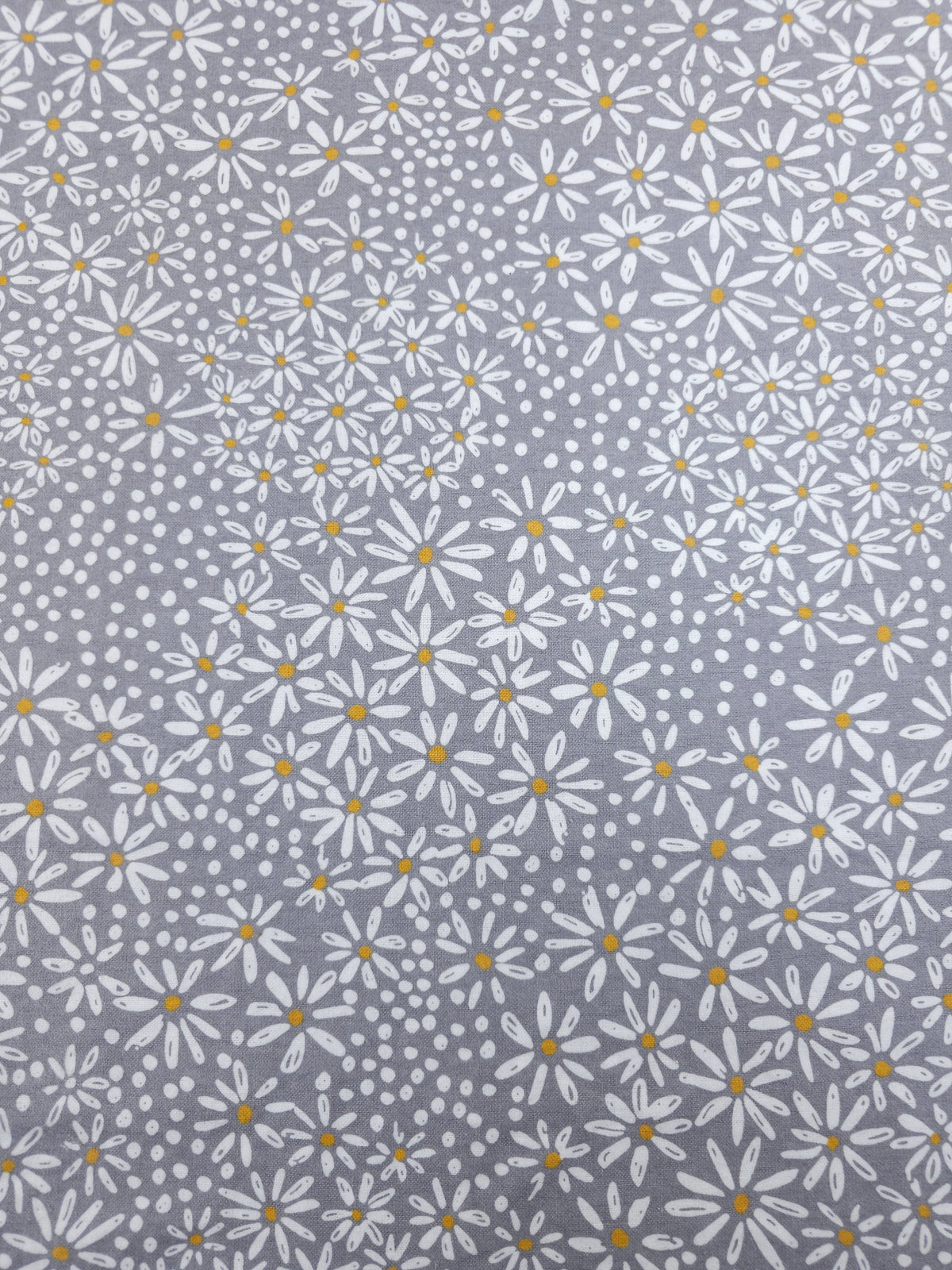 Grey/White Daisy Polka Field Lightweight Flannel Cotton - Joann