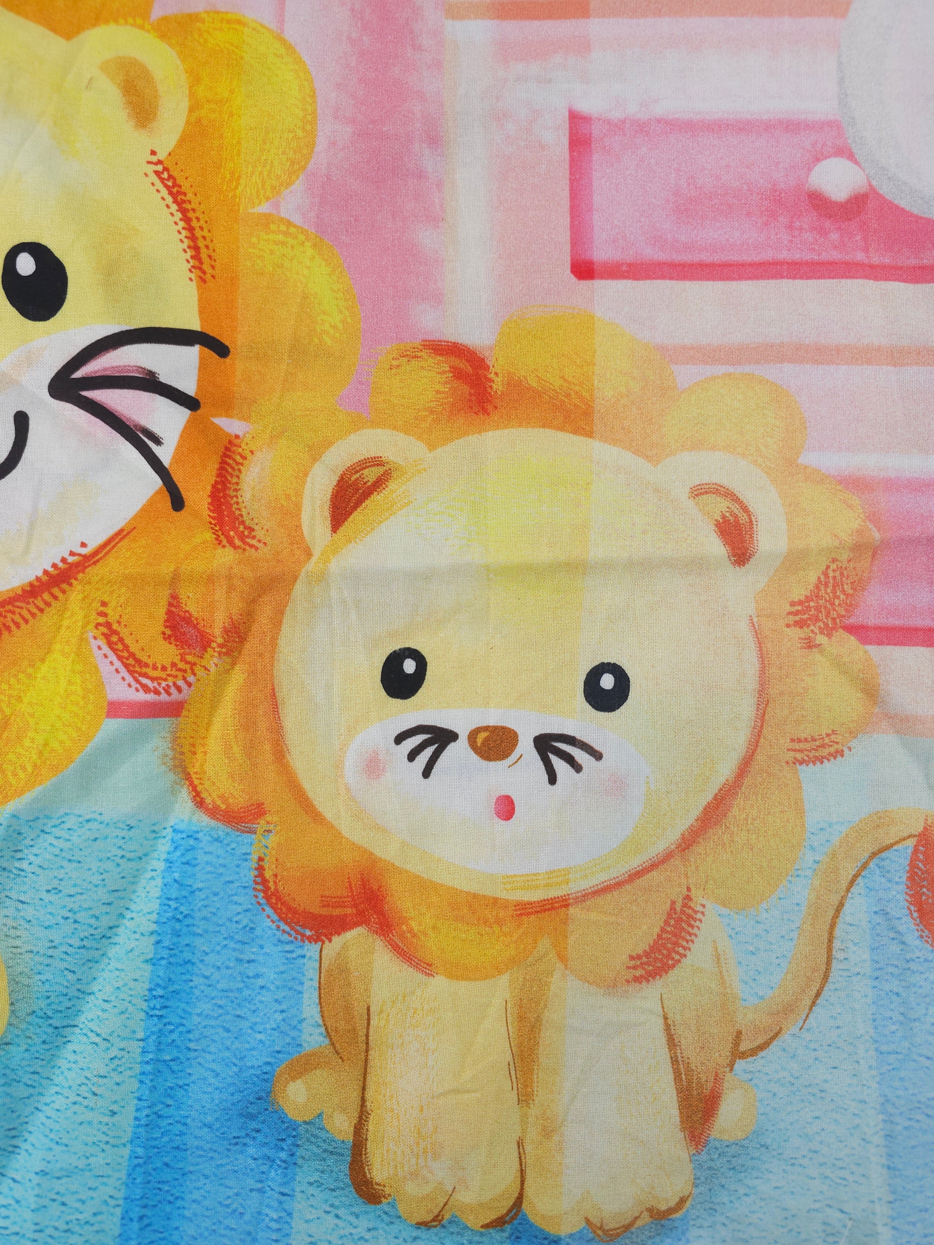 Smiley lion Cotton panel- 1.1m piece