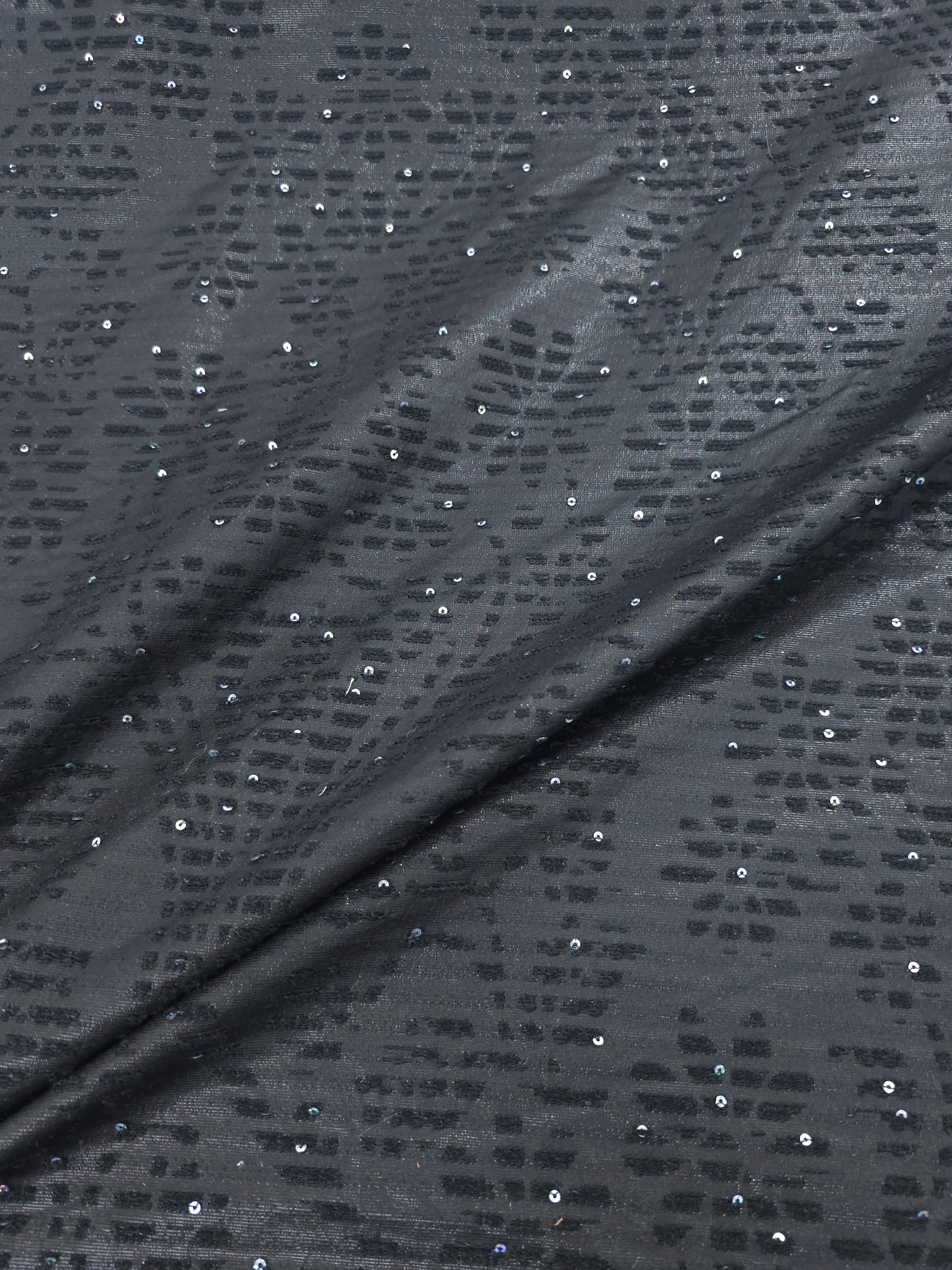 Black Damask Sequin Jacquard
