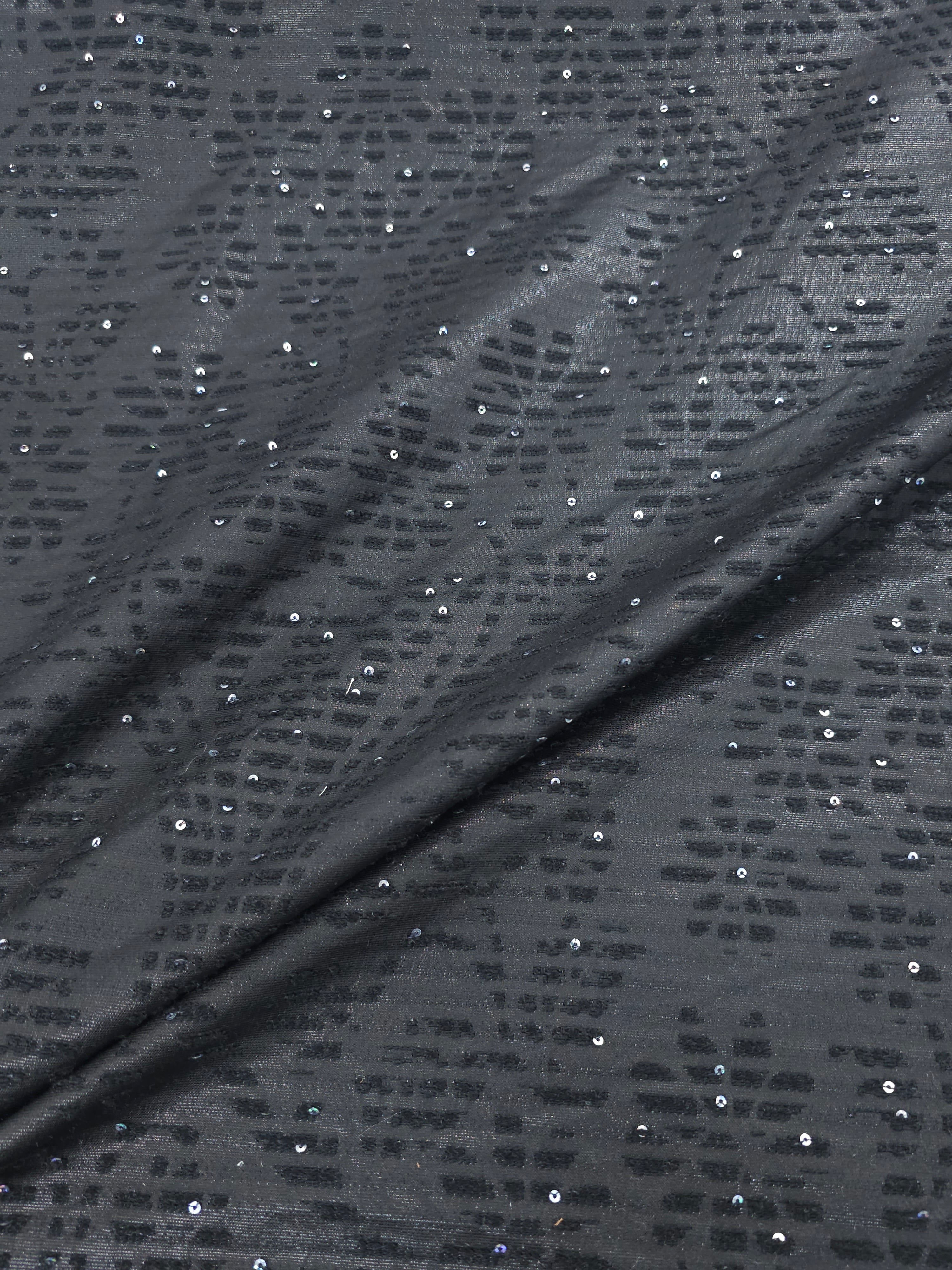 Black Damask Sequin Jacquard