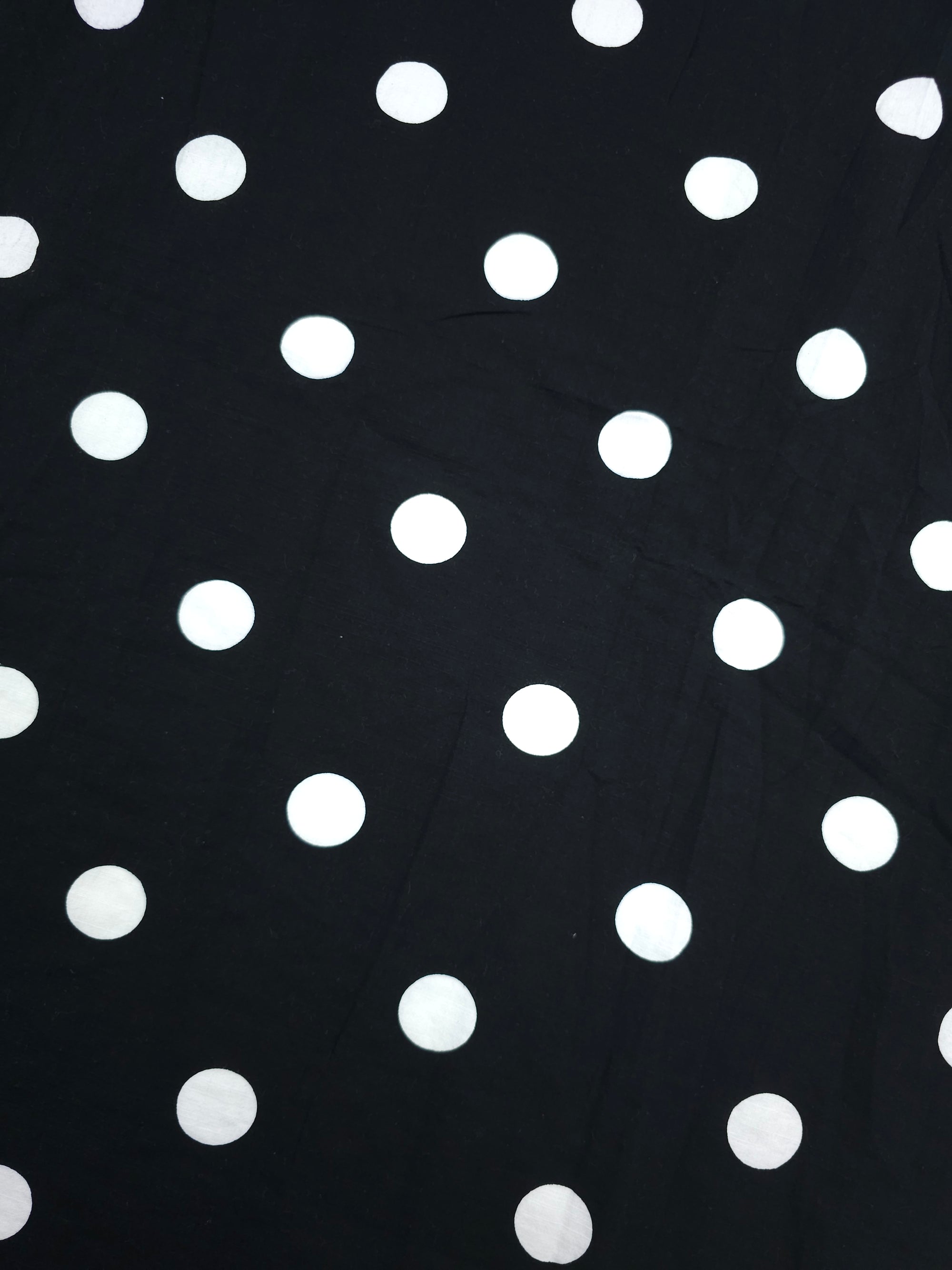 Black/White Big Polka Spot Flax Cotton