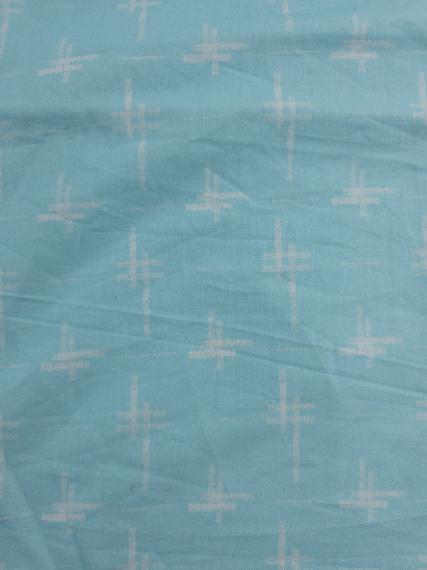 Blue Crosshatch Cotton - 1.1m Piece