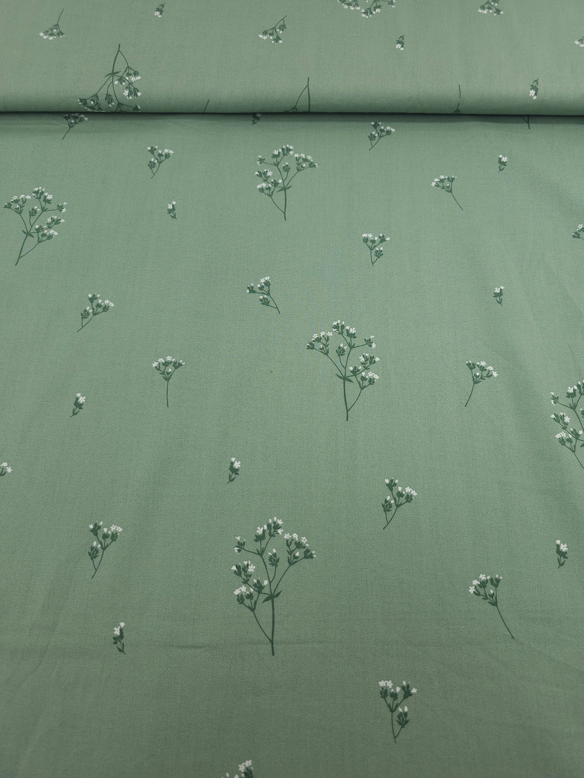 Deep Sage Floating Stems Lightweight Cotton 60"