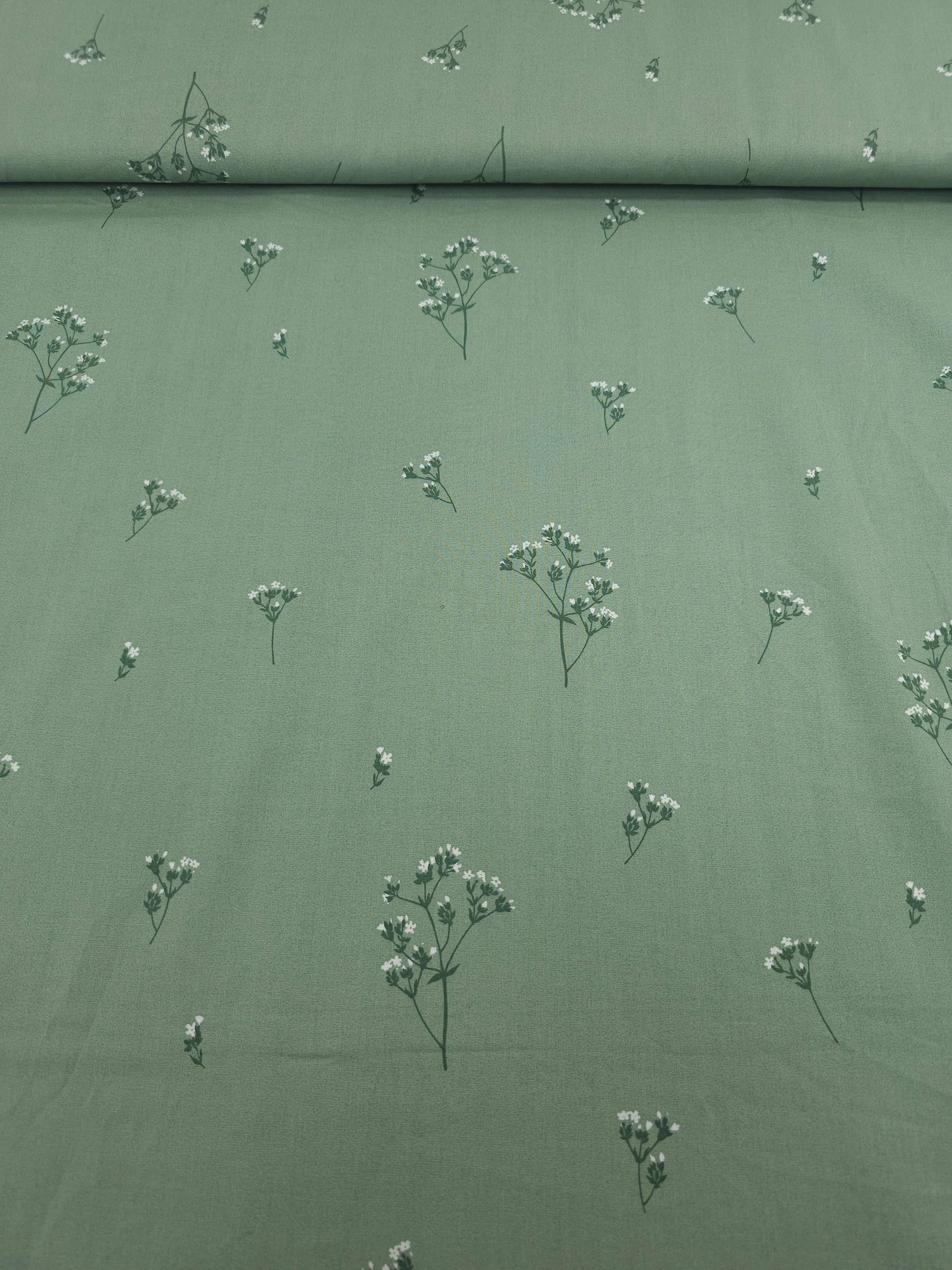 Deep Sage Floating Stems Lightweight Cotton 60"