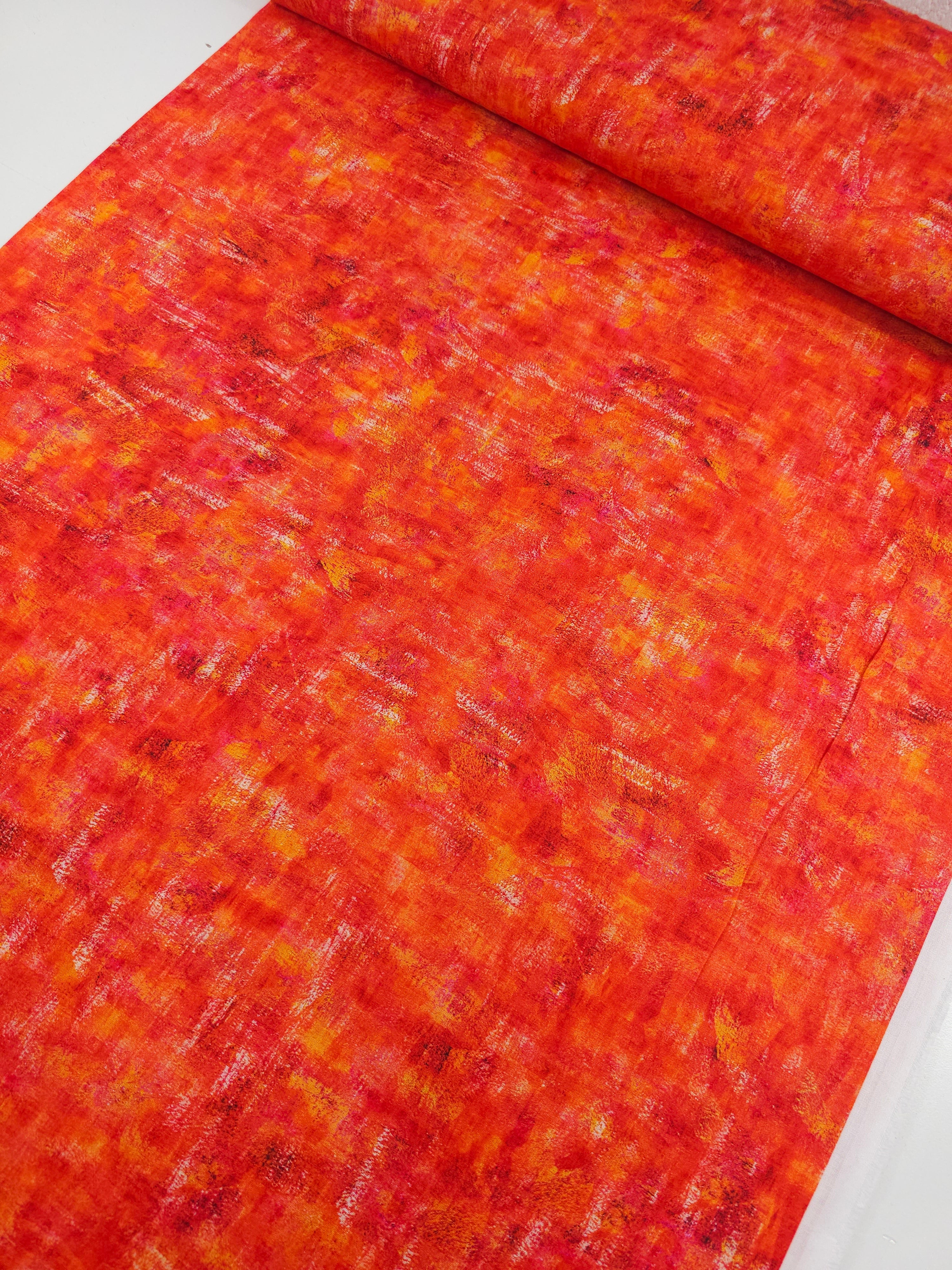 Orangey Red Static Paint Smudge 100% Cotton