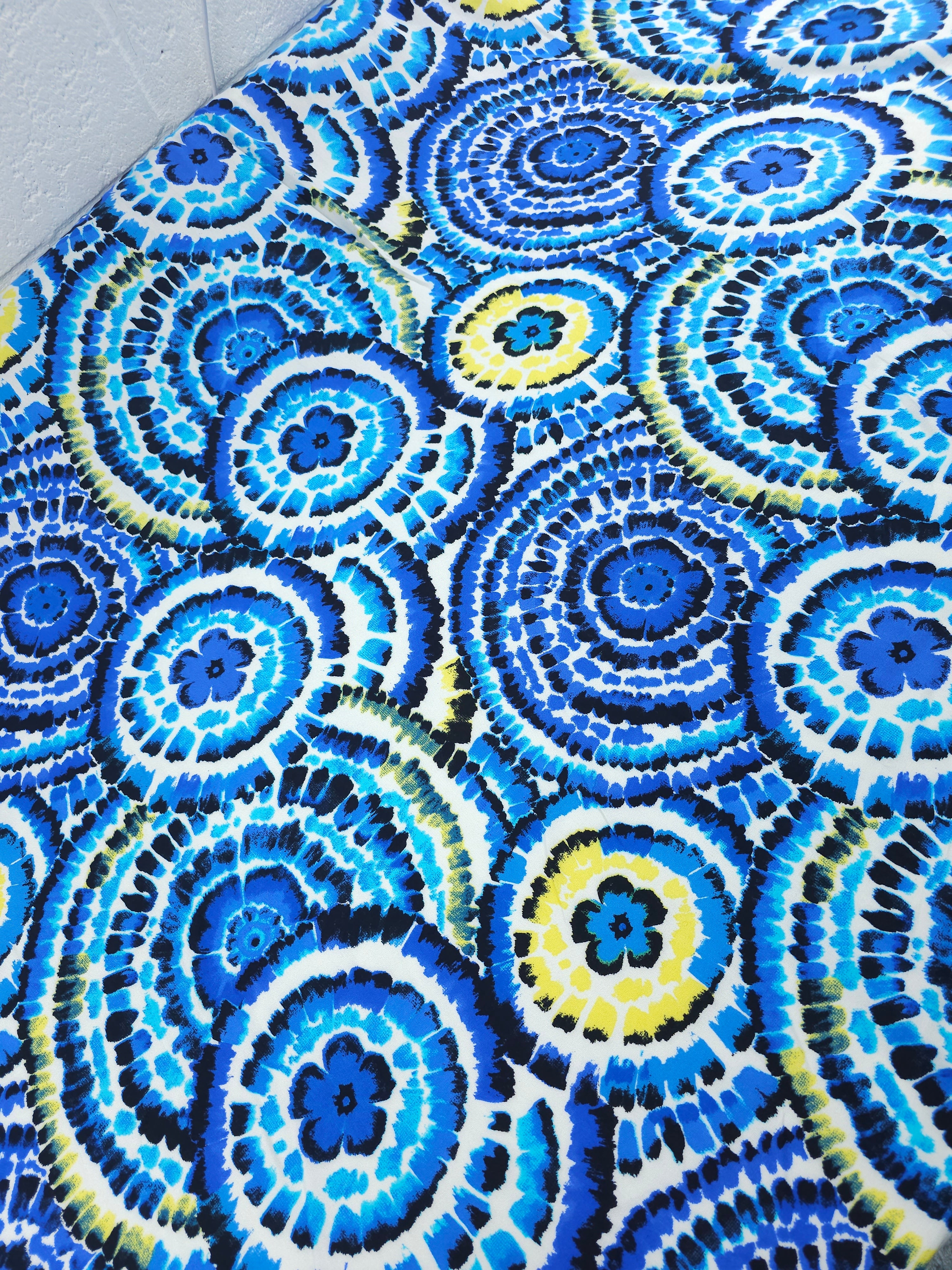 Blue Kaleidoscopic Circle Viscose Challis