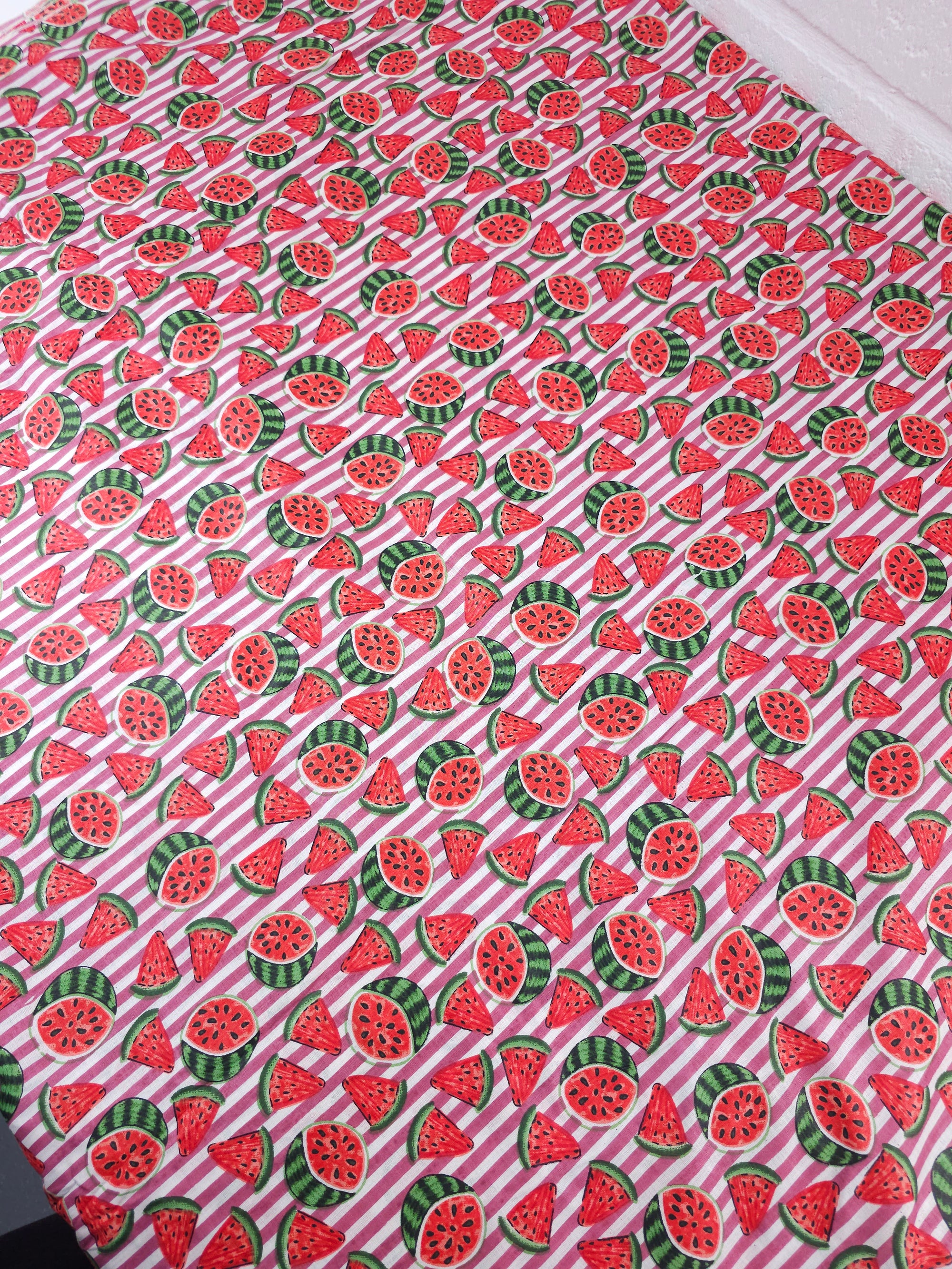 Mauve Watermelon Stripe Lightweight Cambric Cotton