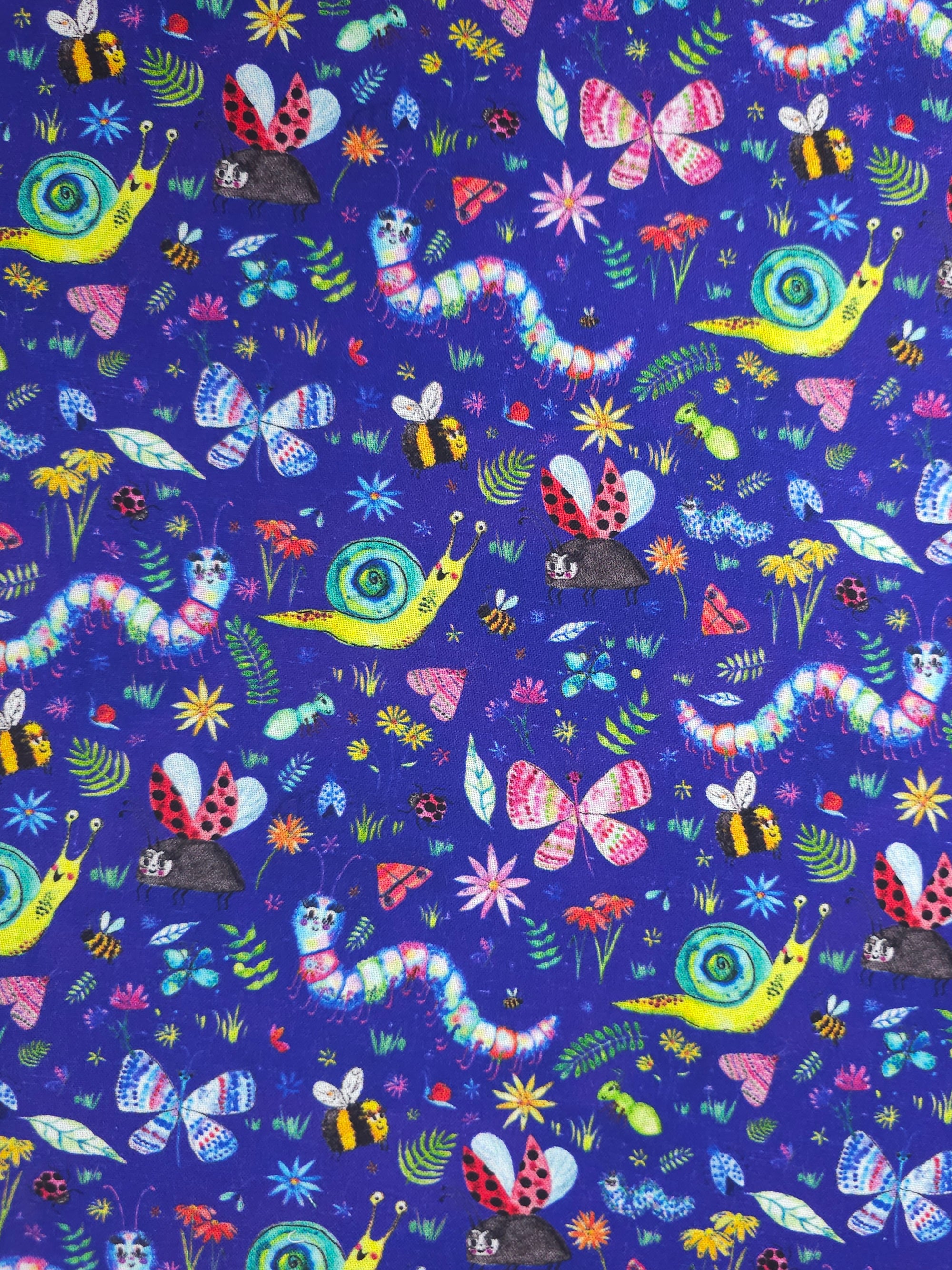 Bluey Purple Insect 100% Cotton