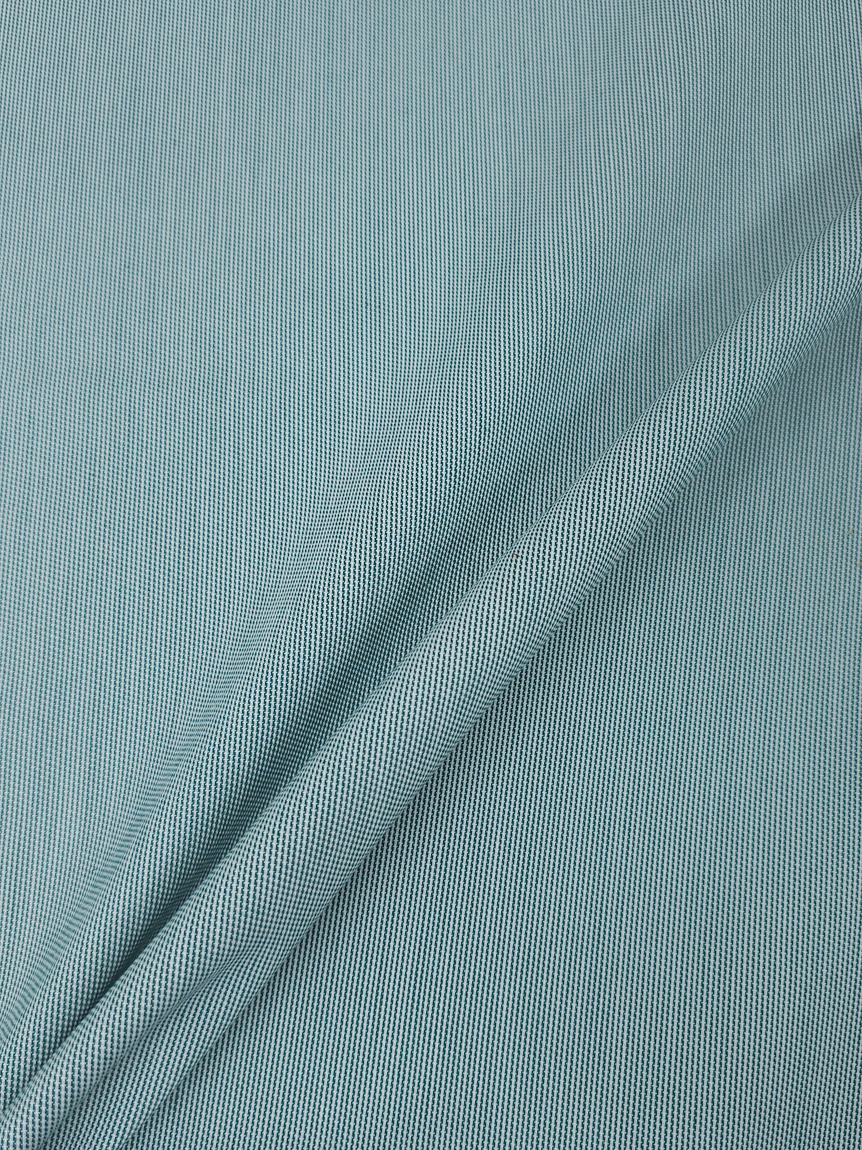 Green/White Pinstripe Poly Cotton Suiting