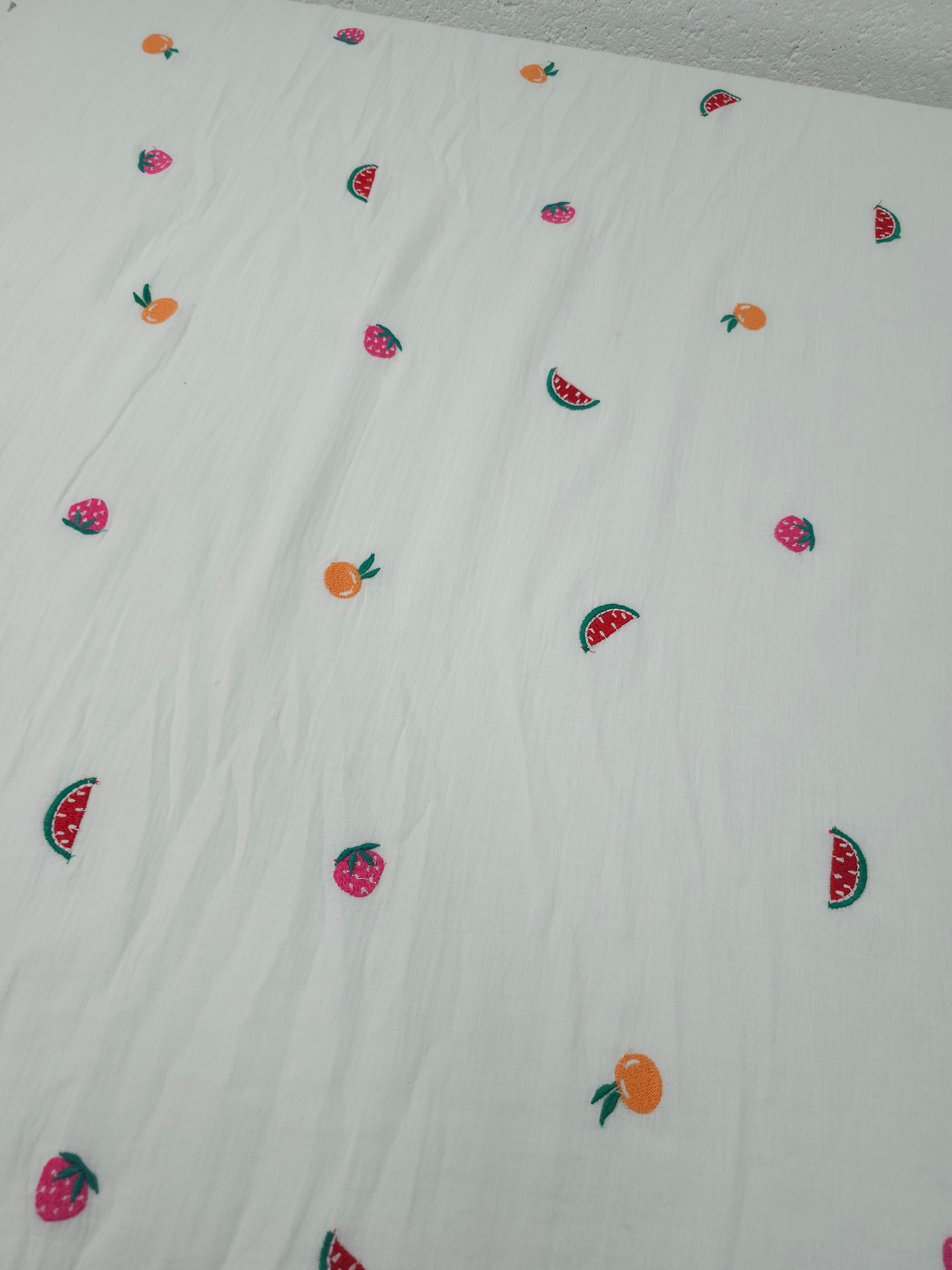 Summer Fruits Double Gauze Broderie Anglaise
