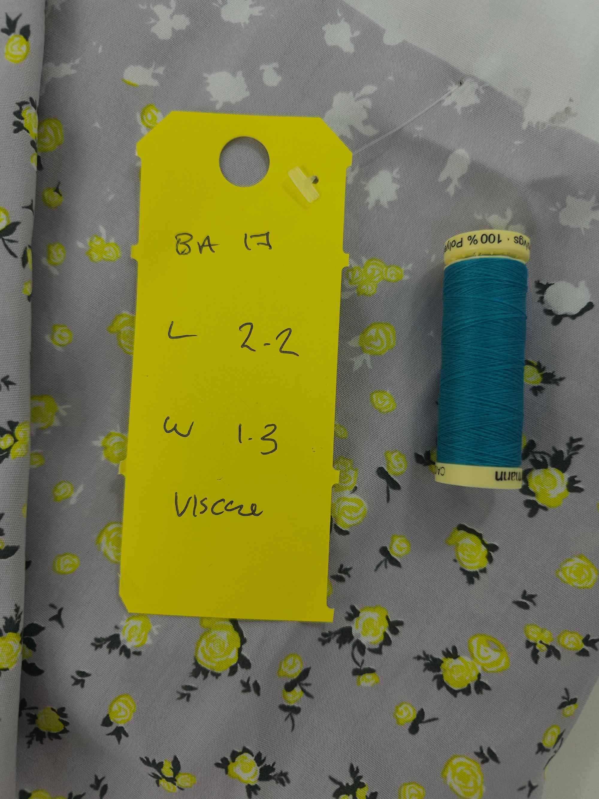 Lavender grey flower Viscose- 2.2m piece