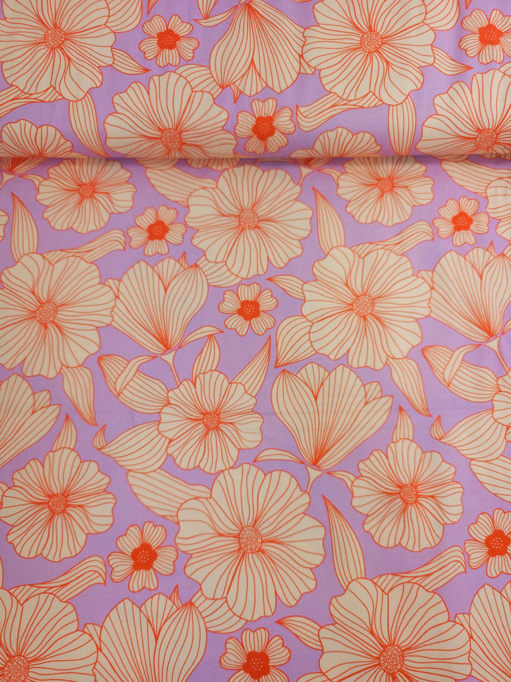 Lilac/Cream Line Floral Cotton Viscose *THE CRAFTY PIE*
