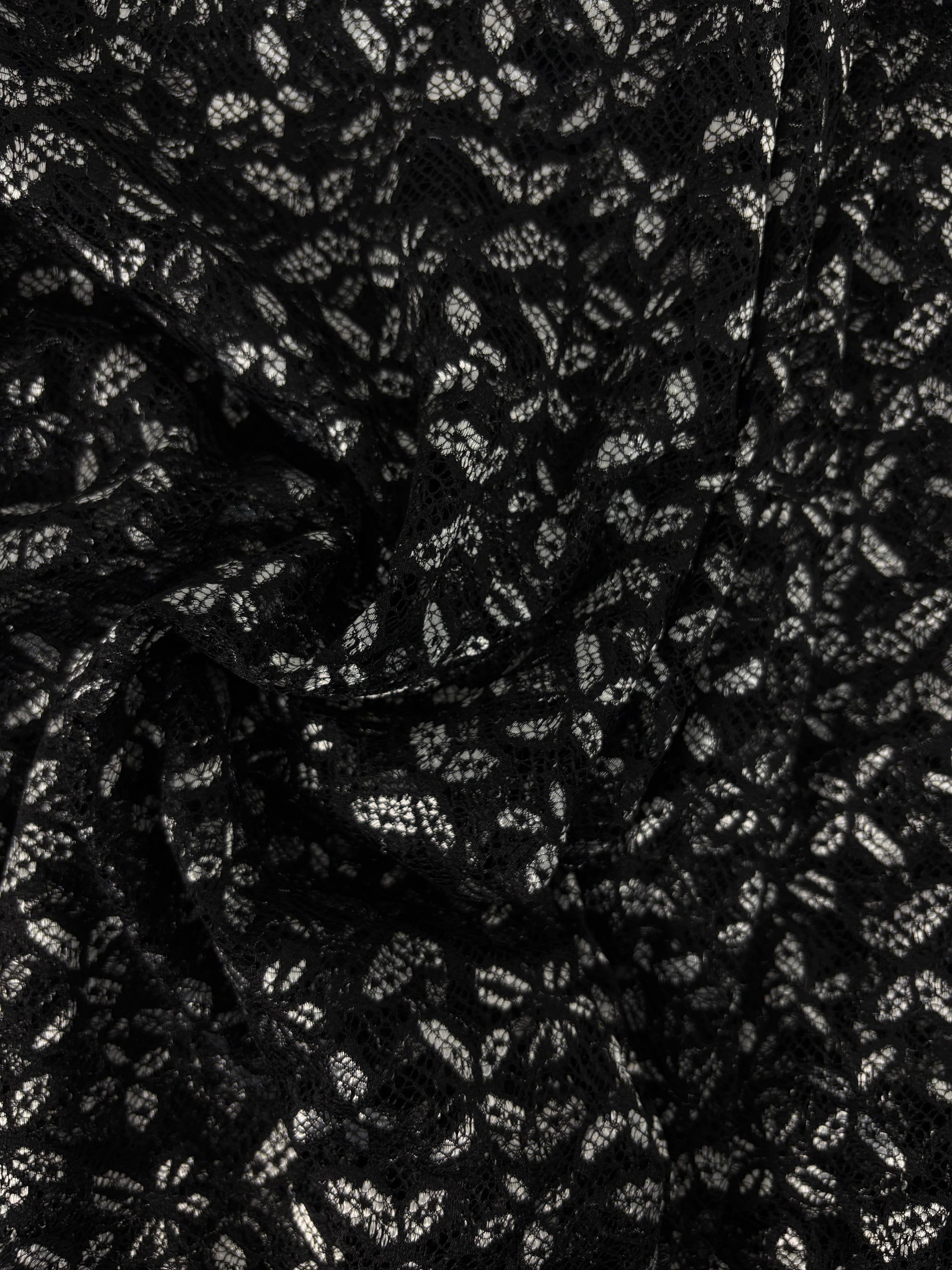 Black Butterfly Design Poly Lace - 3.1m Piece