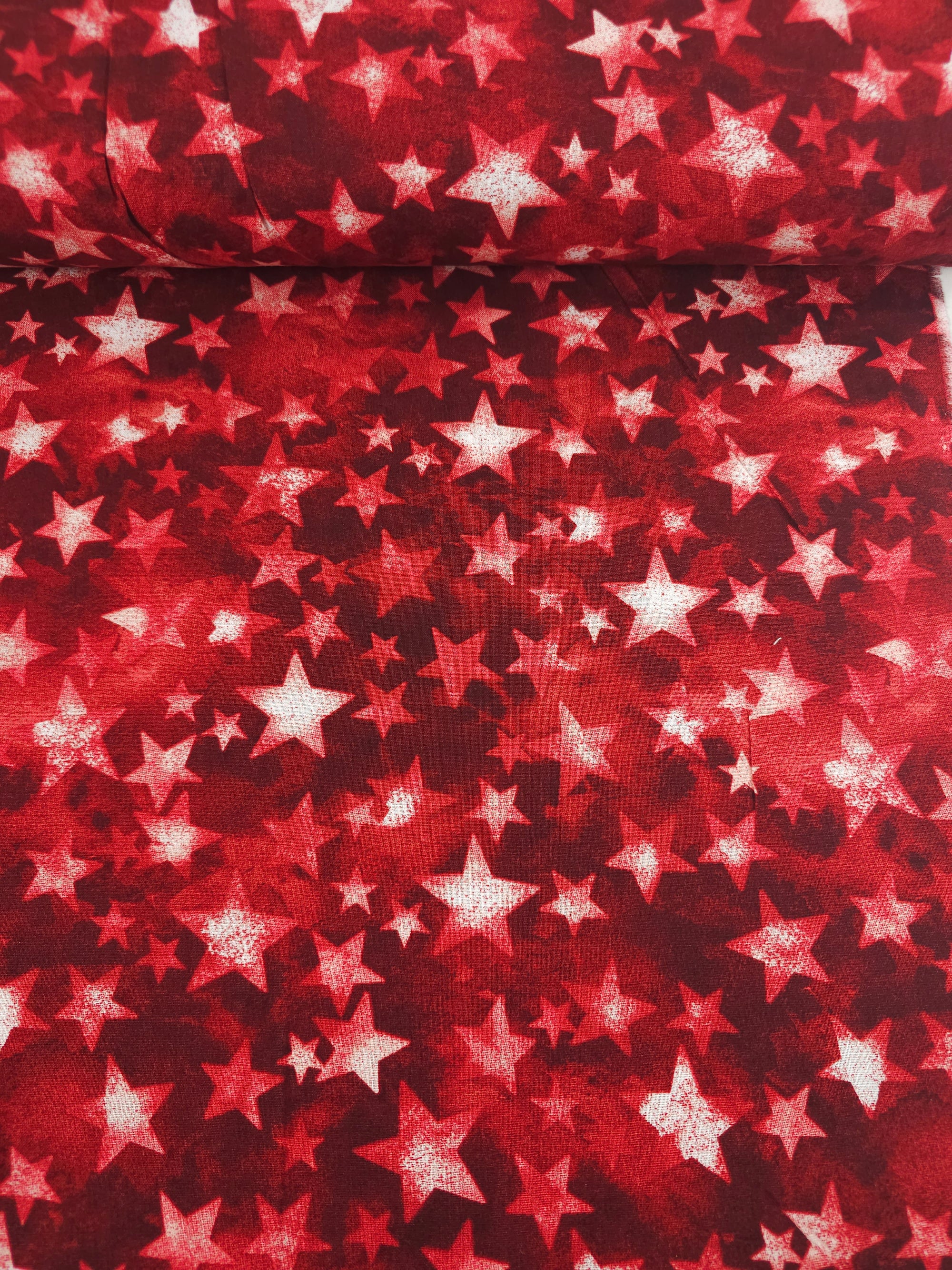 Deep Red Irregular Star 100% Cotton
