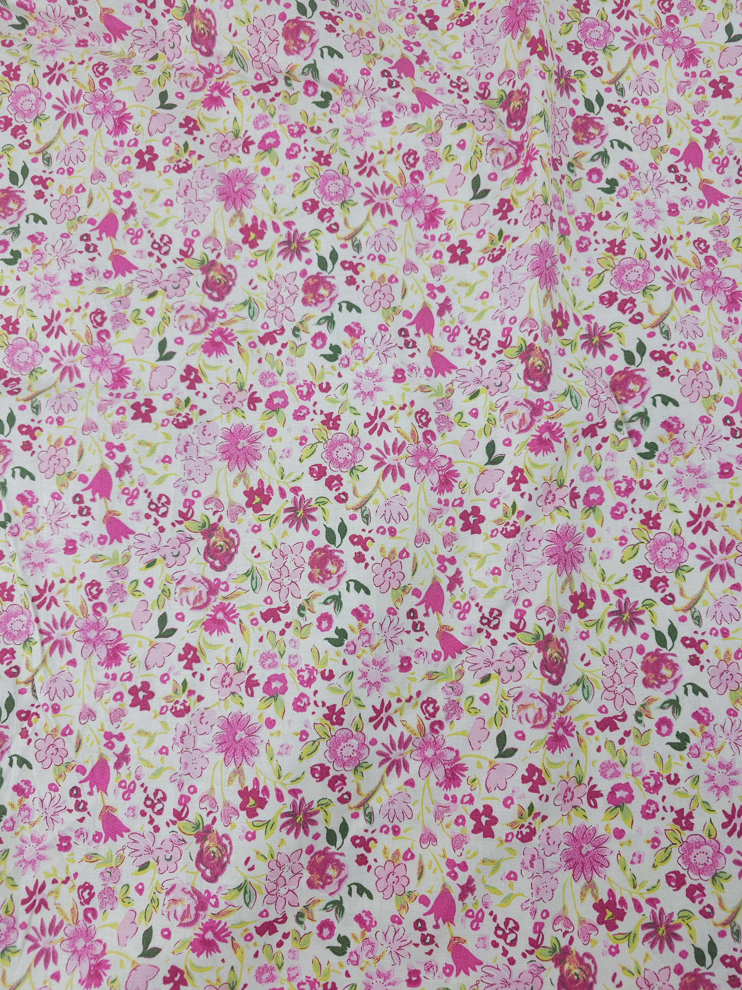 Pretty pink floral Cotton- 2m piece