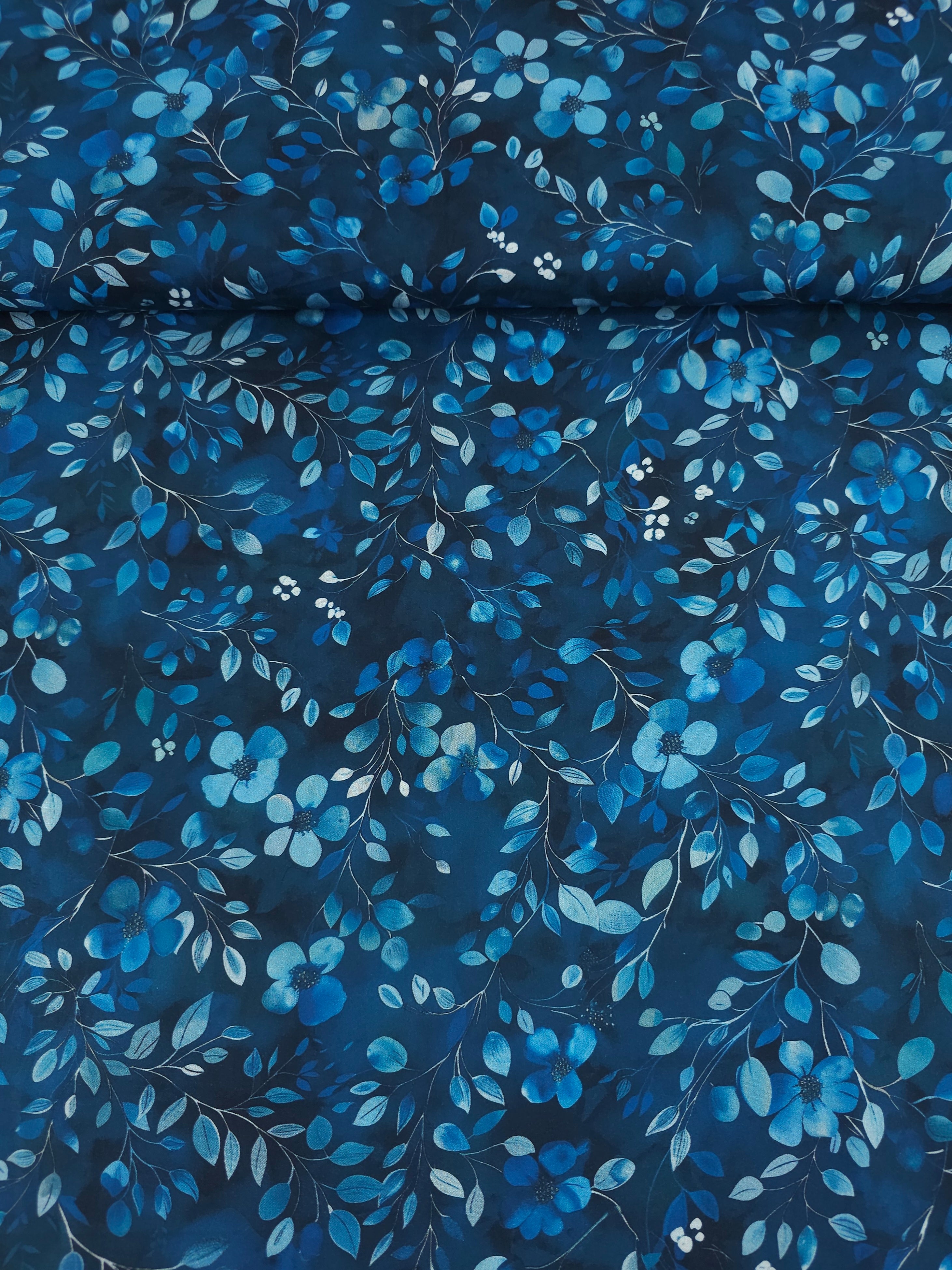 Midnight Blue Enchanted Floral Twine 100% Cotton 57”