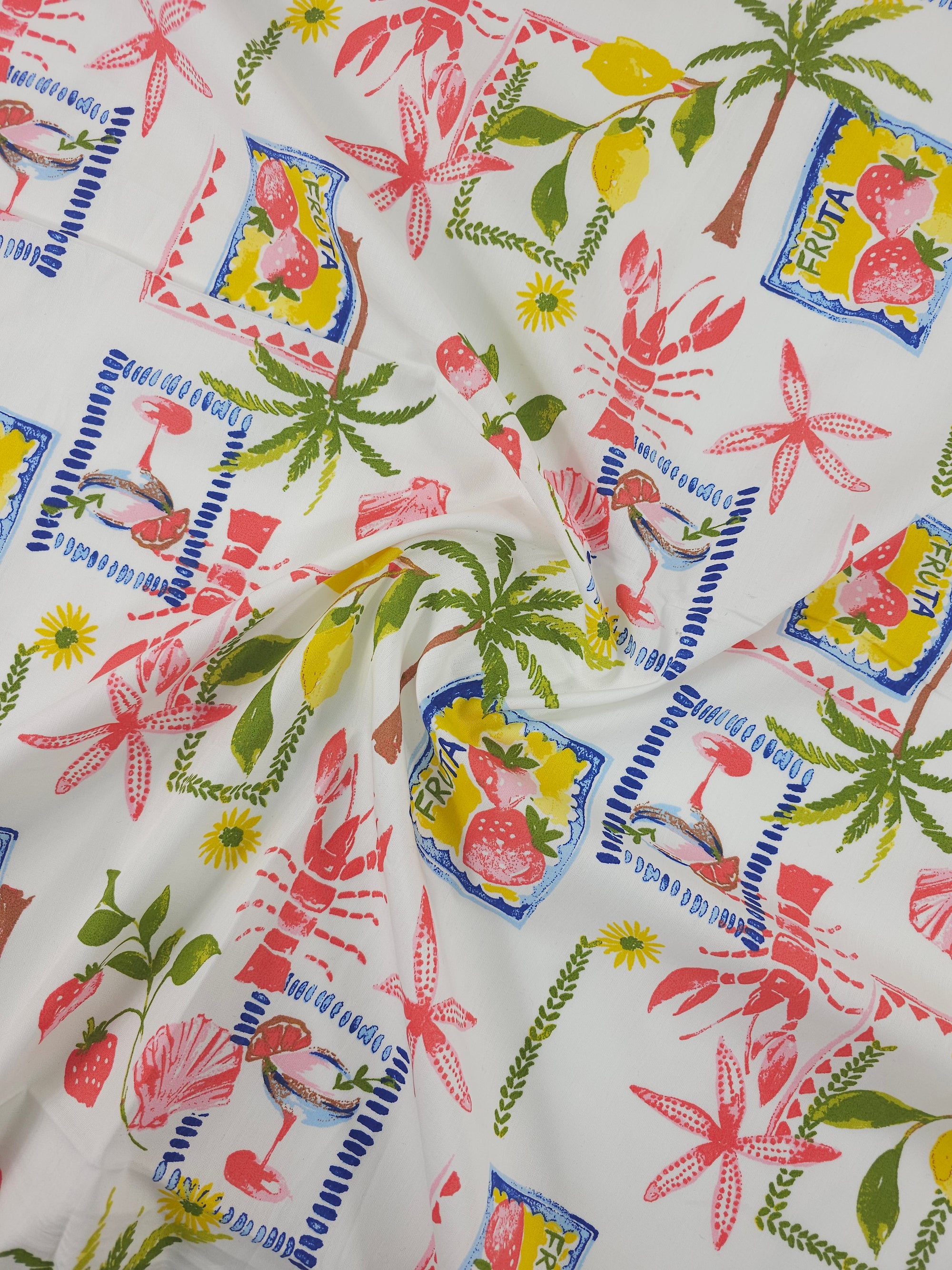 Cocktail Lobster Summer Cotton Poplin