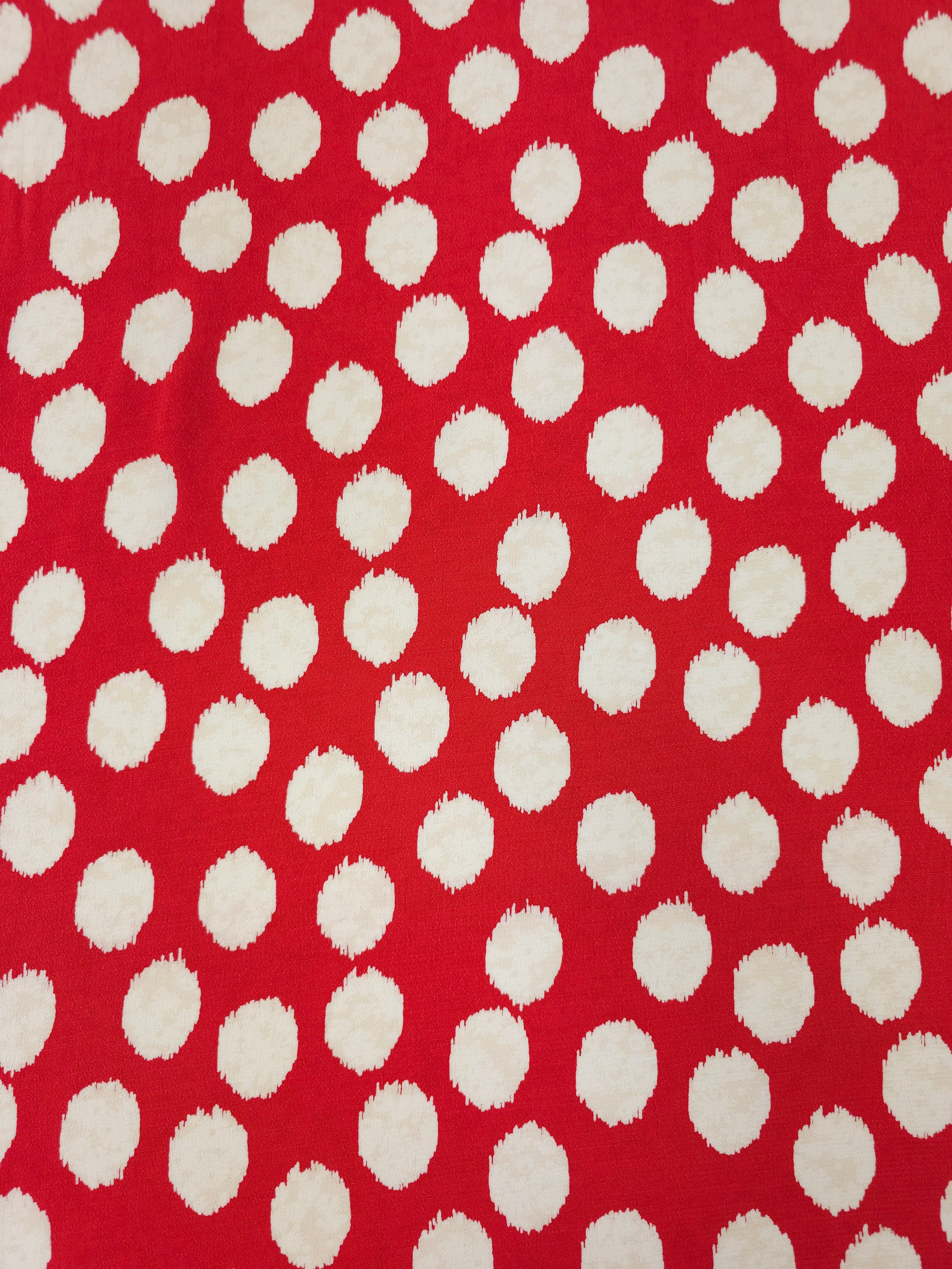 Red Big Polka Spot Viscose Crepe