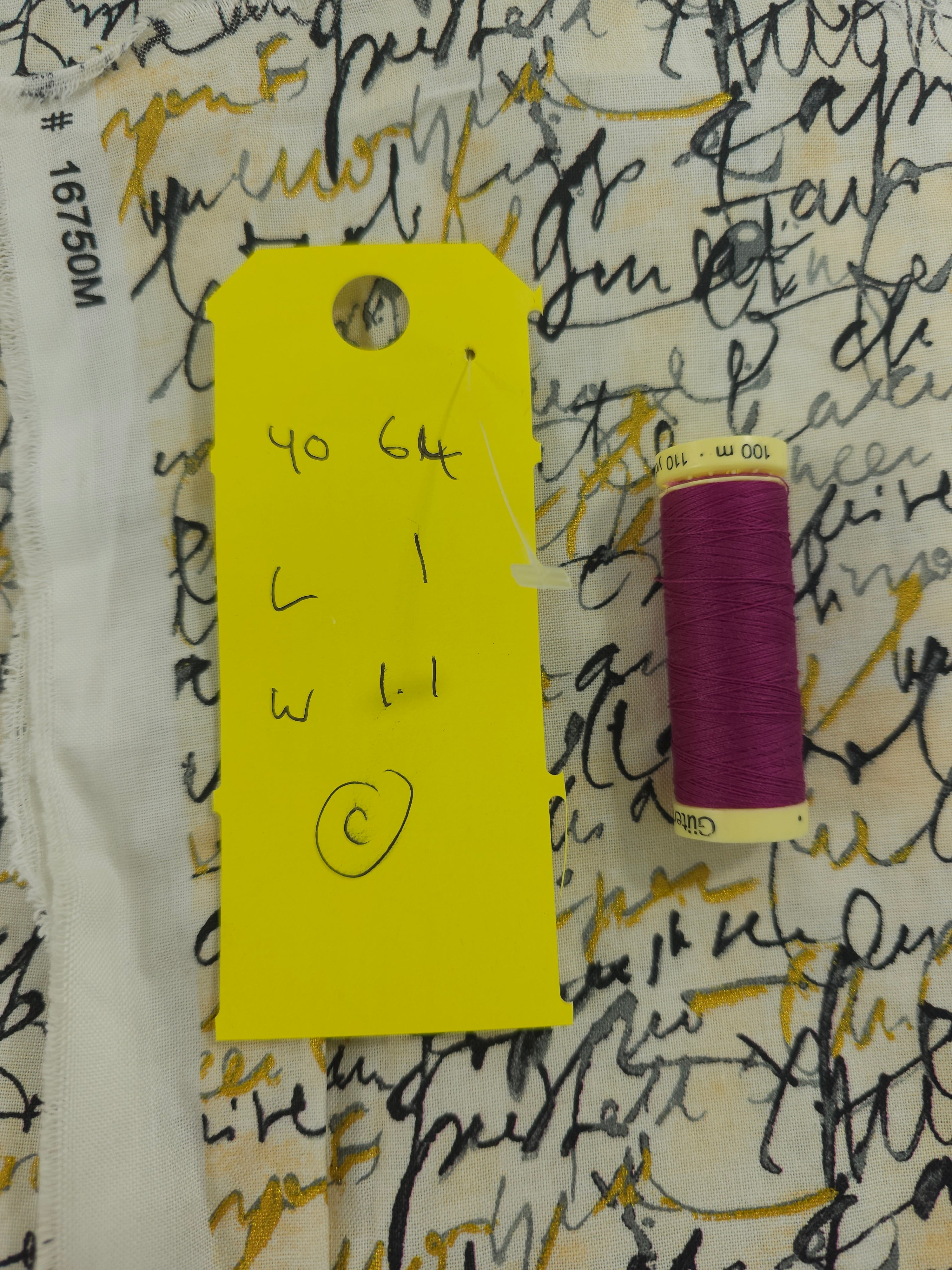 Golden writing Cotton- 1m piece