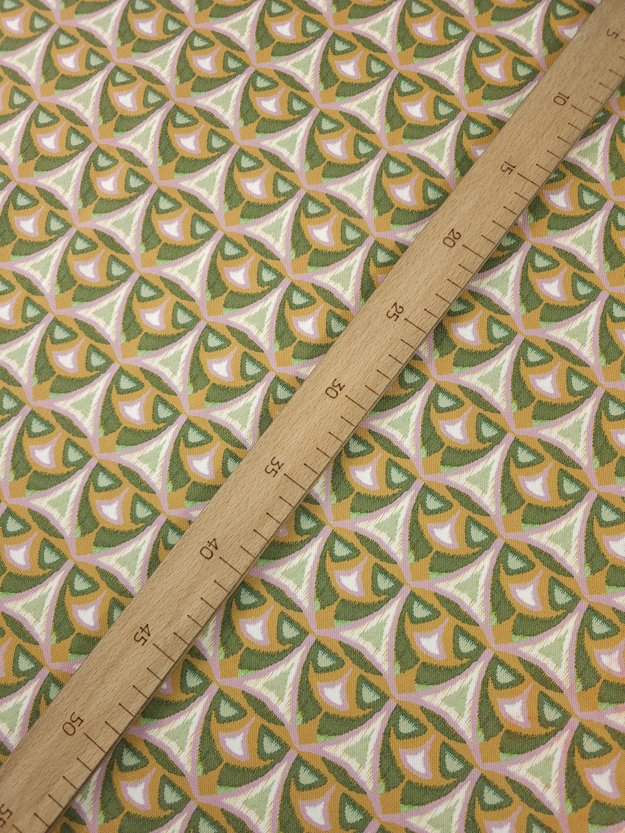 Mustard/Sage Abstract Motif Badge Lightweight Canvas Cotton