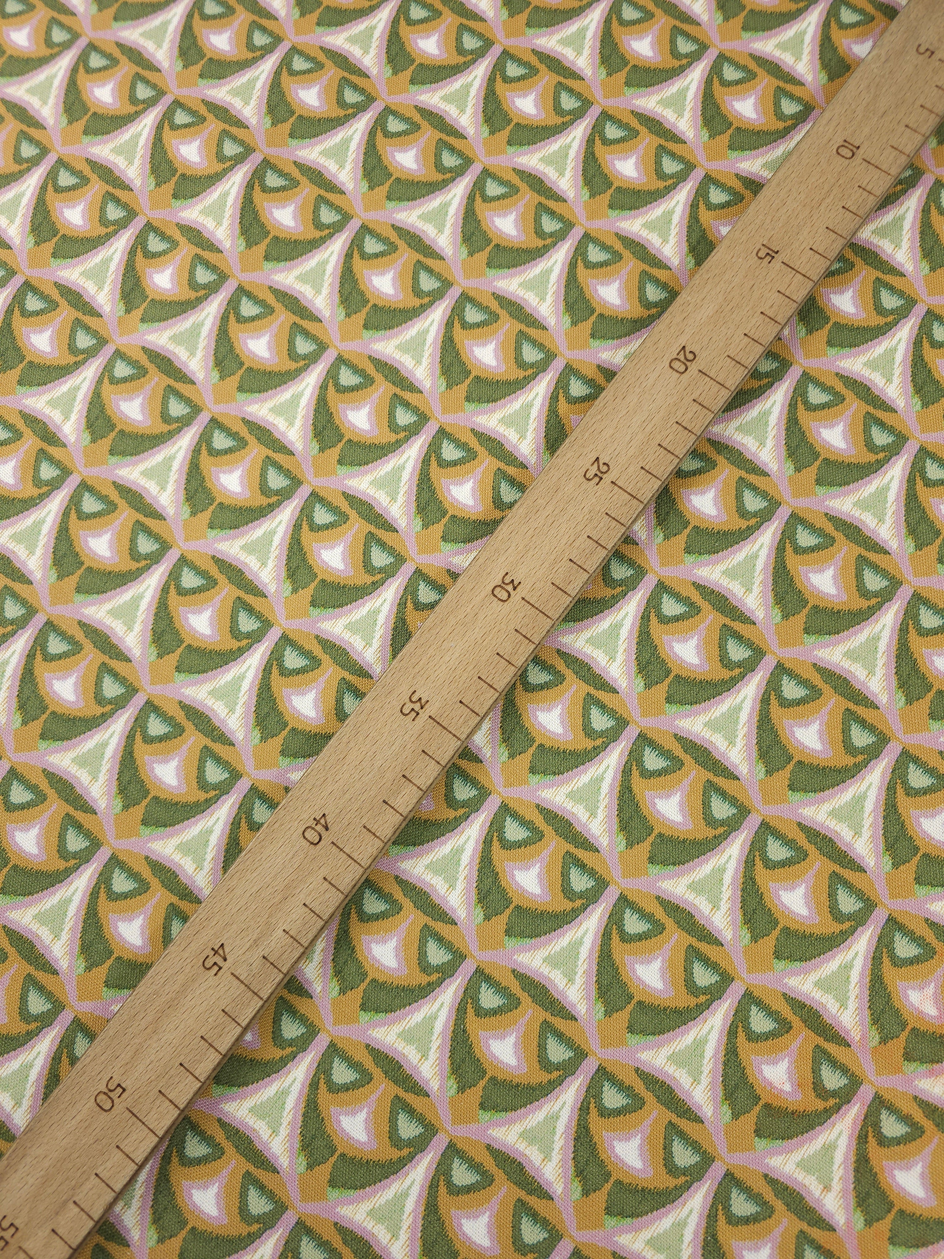 Mustard/Sage Abstract Motif Badge Lightweight Canvas Cotton