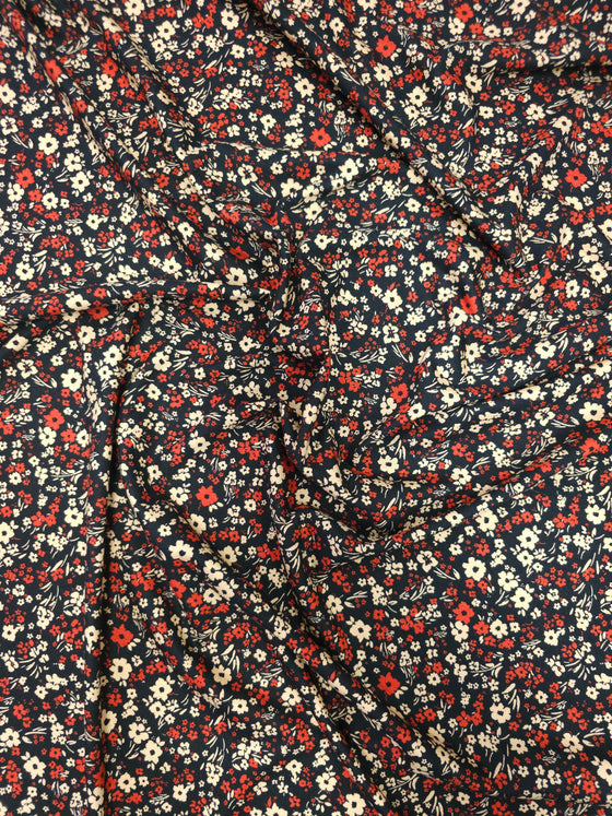 Red/Beige Ditsy Floral Viscose Jersey